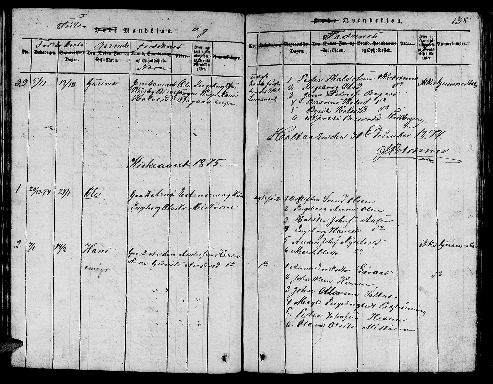 Ministerialprotokoller, klokkerbøker og fødselsregistre - Sør-Trøndelag, AV/SAT-A-1456/685/L0976: Parish register (copy) no. 685C01, 1817-1878, p. 138