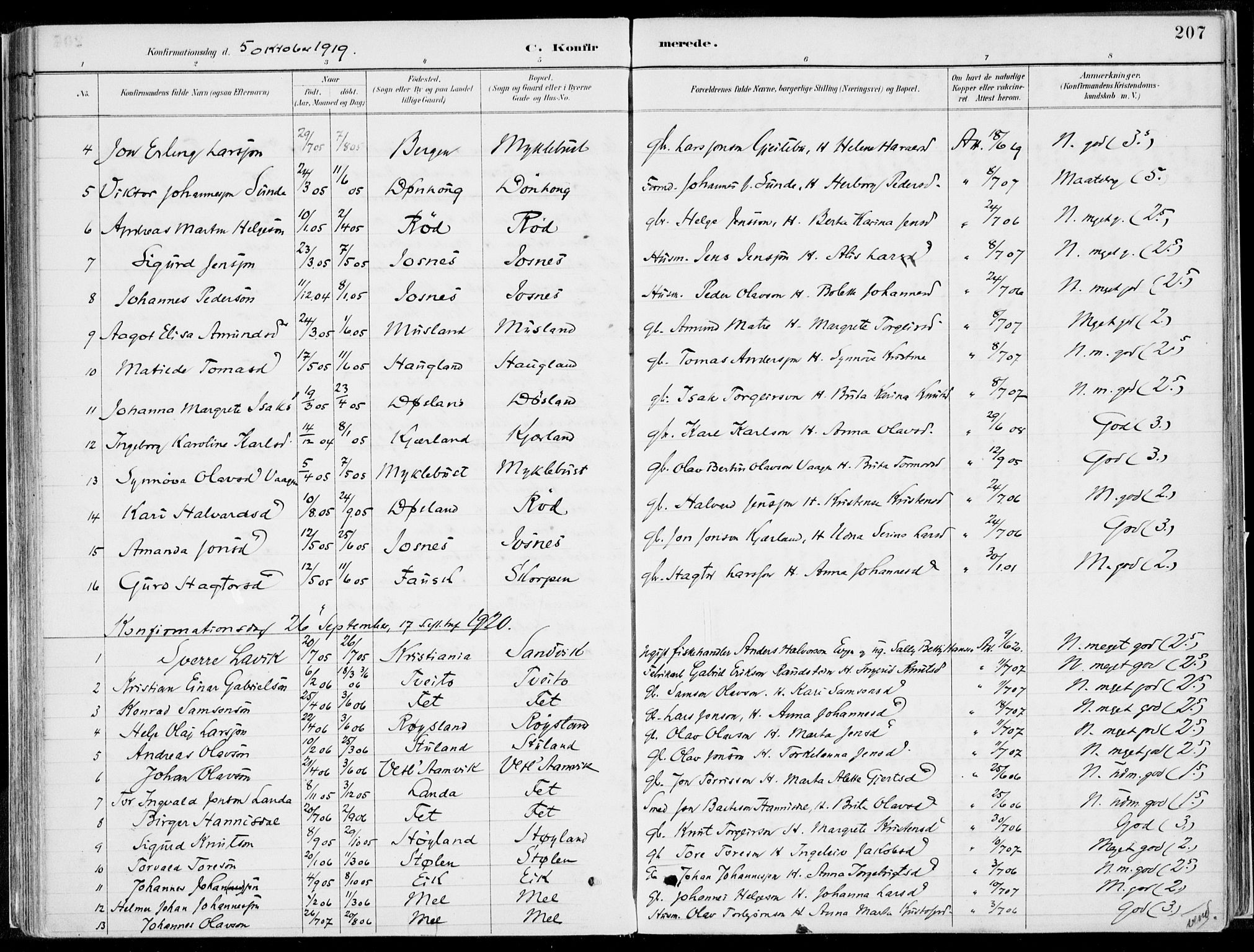 Kvinnherad sokneprestembete, SAB/A-76401/H/Haa: Parish register (official) no. B  1, 1887-1921, p. 207