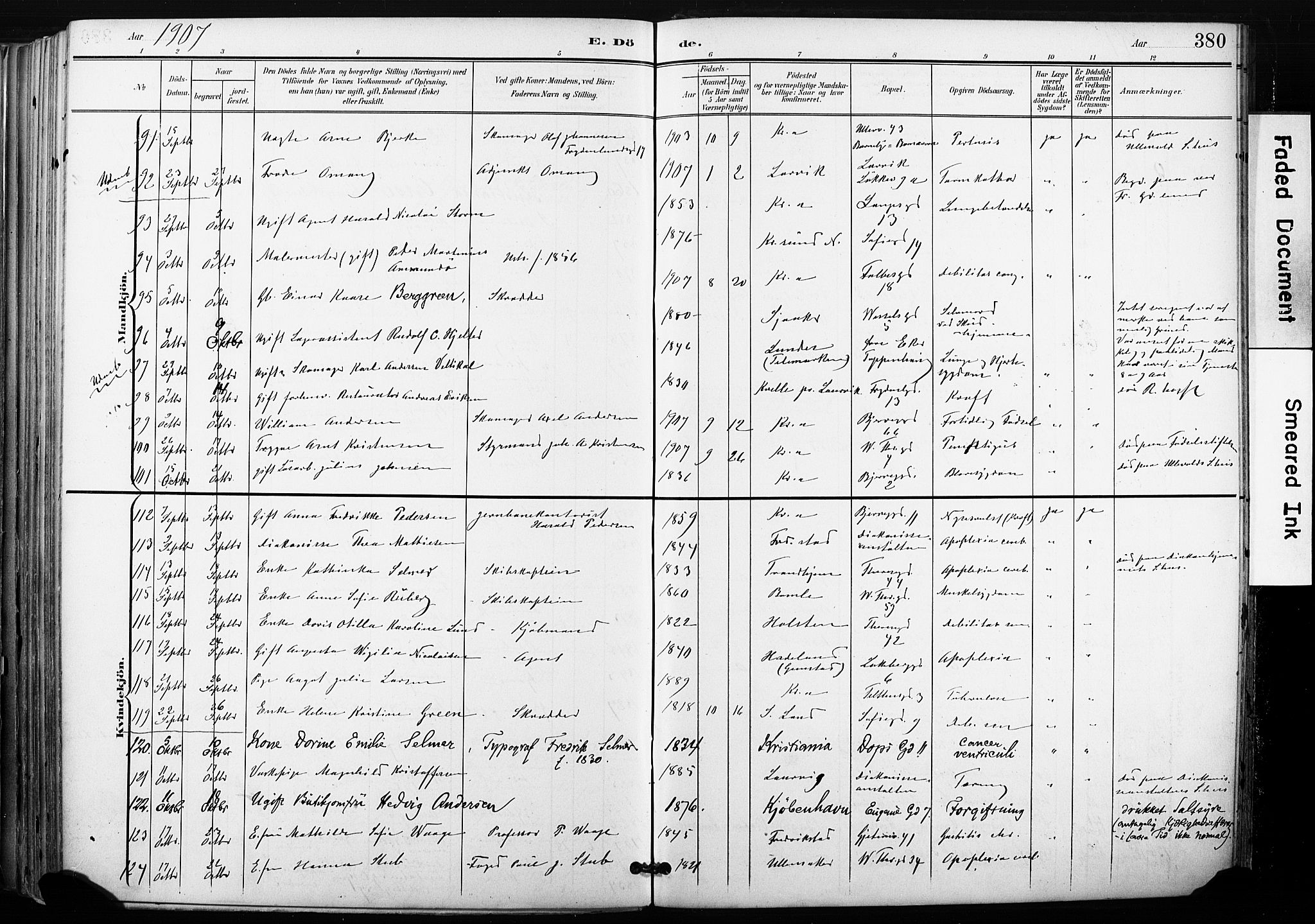 Gamle Aker prestekontor Kirkebøker, SAO/A-10617a/F/L0013: Parish register (official) no. 13, 1901-1908, p. 380