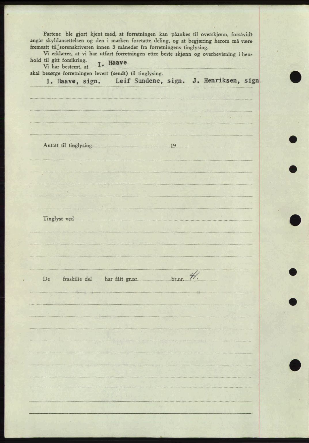 Tønsberg sorenskriveri, SAKO/A-130/G/Ga/Gaa/L0022: Mortgage book no. A22, 1947-1947, Diary no: : 1964/1947
