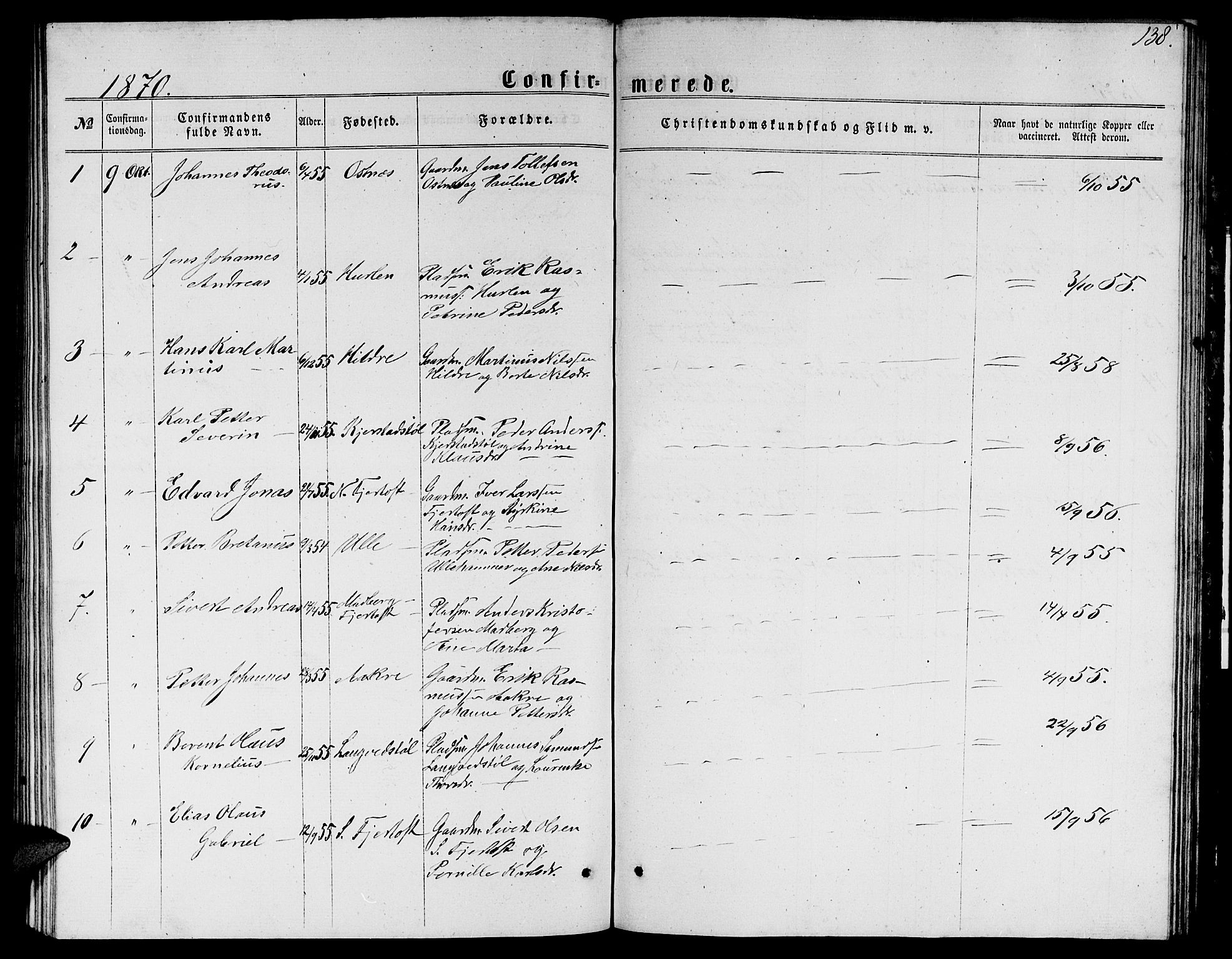 Ministerialprotokoller, klokkerbøker og fødselsregistre - Møre og Romsdal, AV/SAT-A-1454/536/L0508: Parish register (copy) no. 536C03, 1860-1870, p. 138