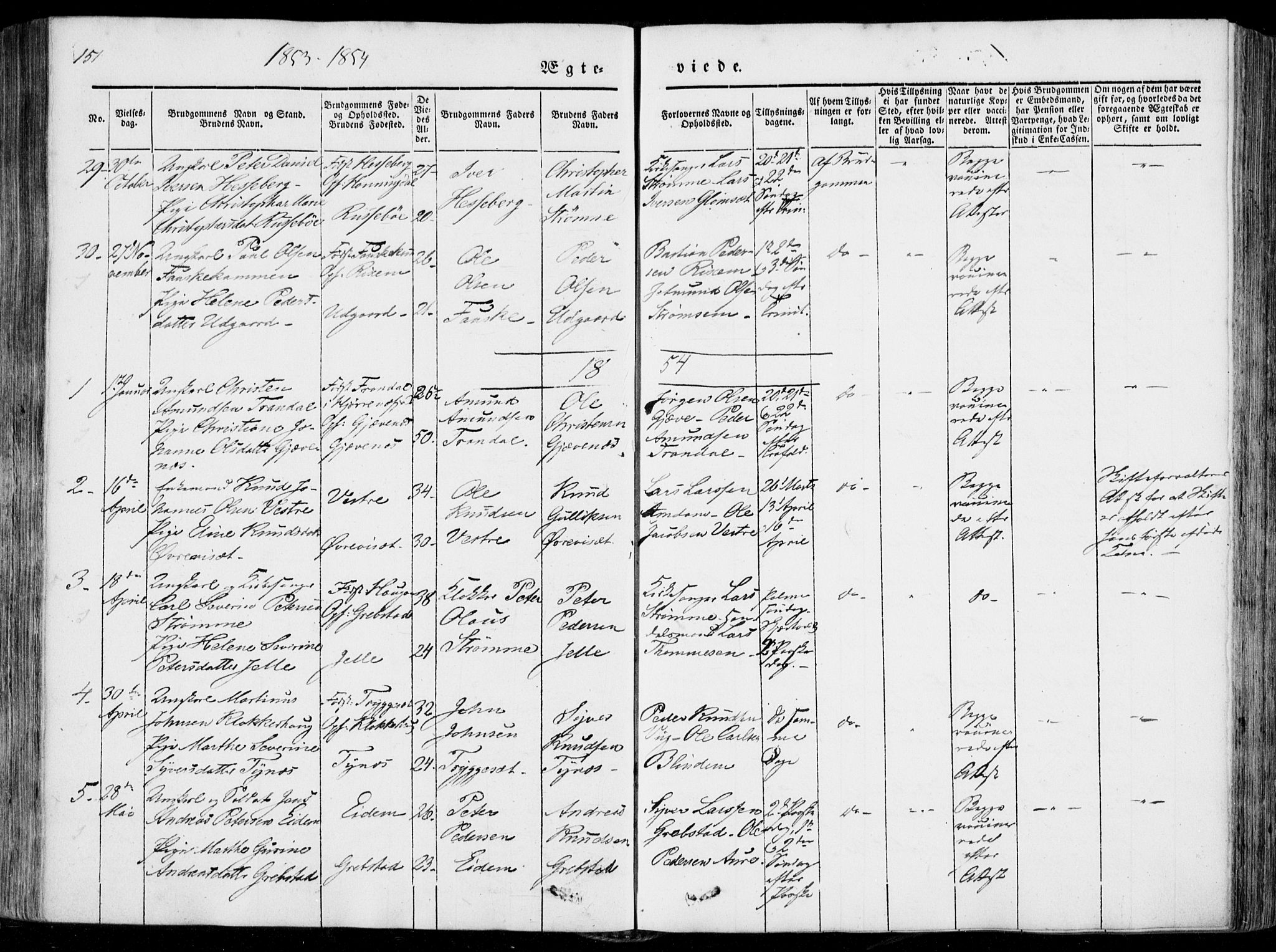 Ministerialprotokoller, klokkerbøker og fødselsregistre - Møre og Romsdal, SAT/A-1454/522/L0313: Parish register (official) no. 522A08, 1852-1862, p. 151
