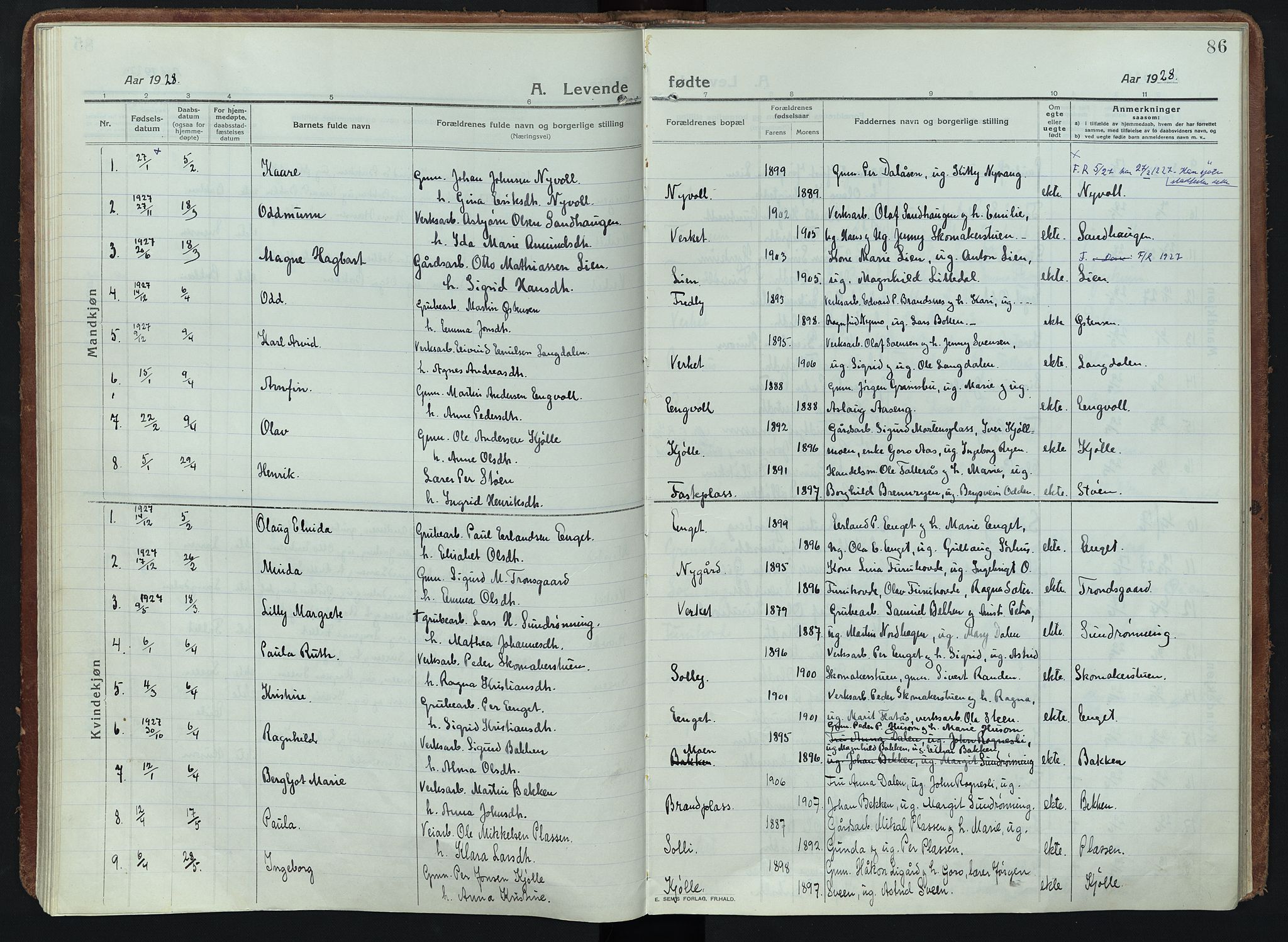 Alvdal prestekontor, SAH/PREST-060/H/Ha/Haa/L0005: Parish register (official) no. 5, 1913-1930, p. 86