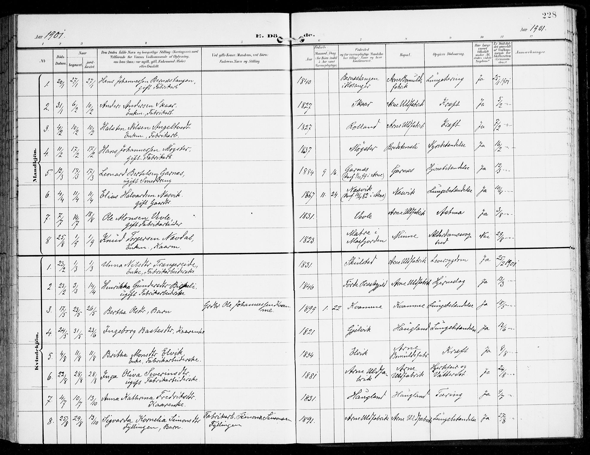 Haus sokneprestembete, AV/SAB-A-75601/H/Haa: Parish register (official) no. D 2, 1899-1912, p. 228