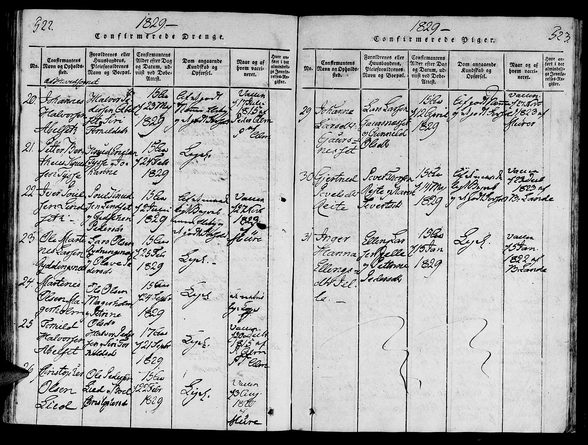 Ministerialprotokoller, klokkerbøker og fødselsregistre - Møre og Romsdal, SAT/A-1454/522/L0310: Parish register (official) no. 522A05, 1816-1832, p. 522-523