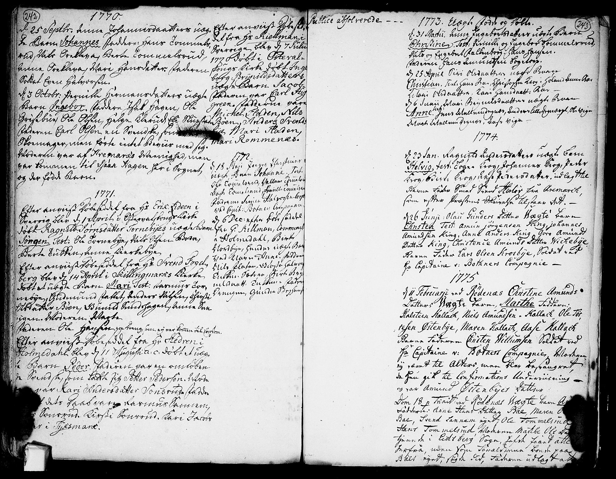 Rødenes prestekontor Kirkebøker, AV/SAO-A-2005/F/Fa/L0002: Parish register (official) no. I 2, 1733-1776, p. 242-243