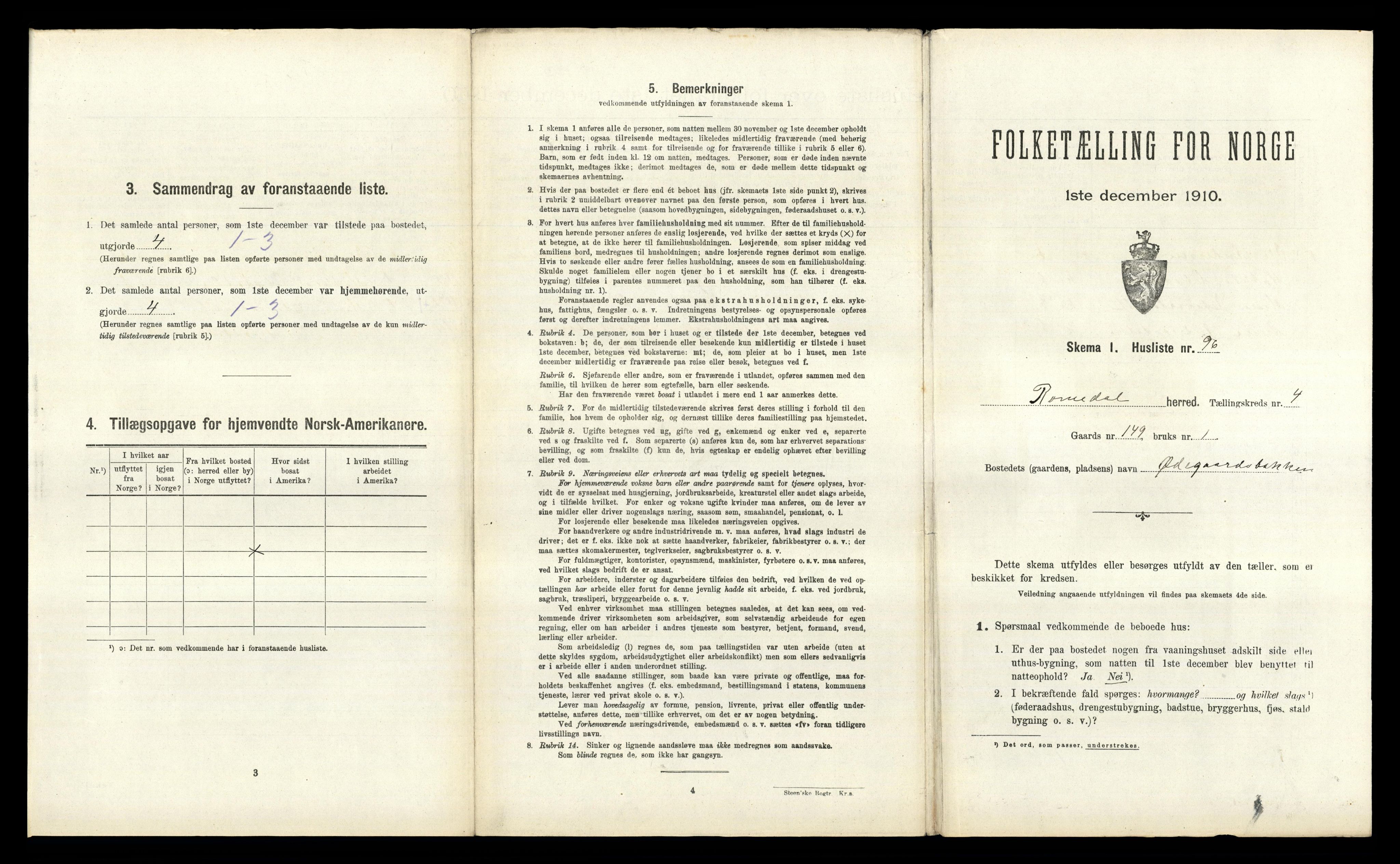 RA, 1910 census for Romedal, 1910, p. 939