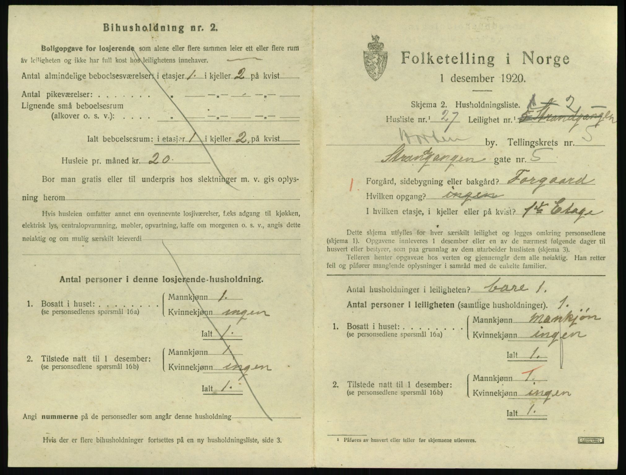 SAKO, 1920 census for Horten, 1920, p. 5739