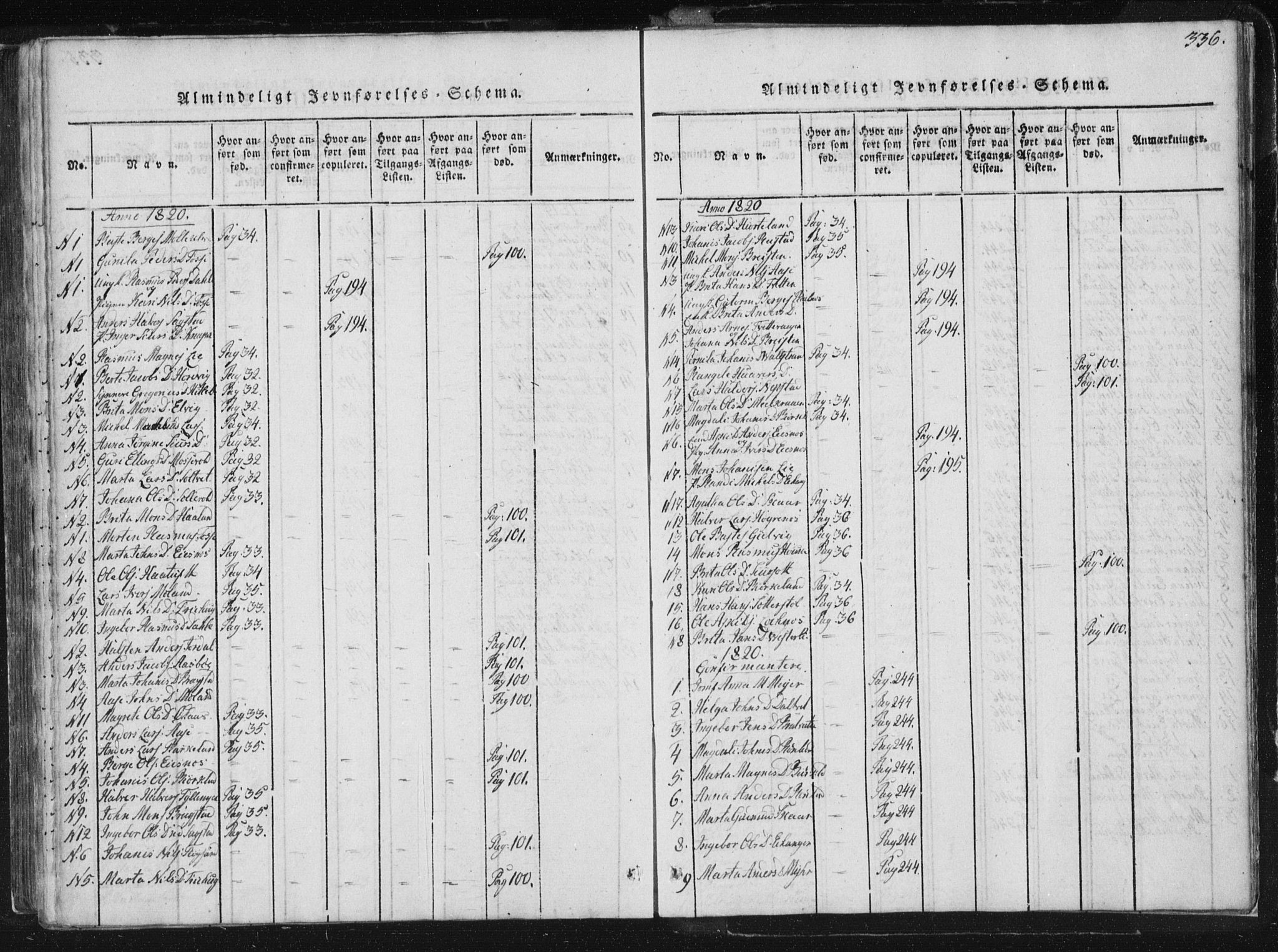 Hamre sokneprestembete, SAB/A-75501/H/Ha/Haa/Haaa/L0010: Parish register (official) no. A 10, 1816-1826, p. 336