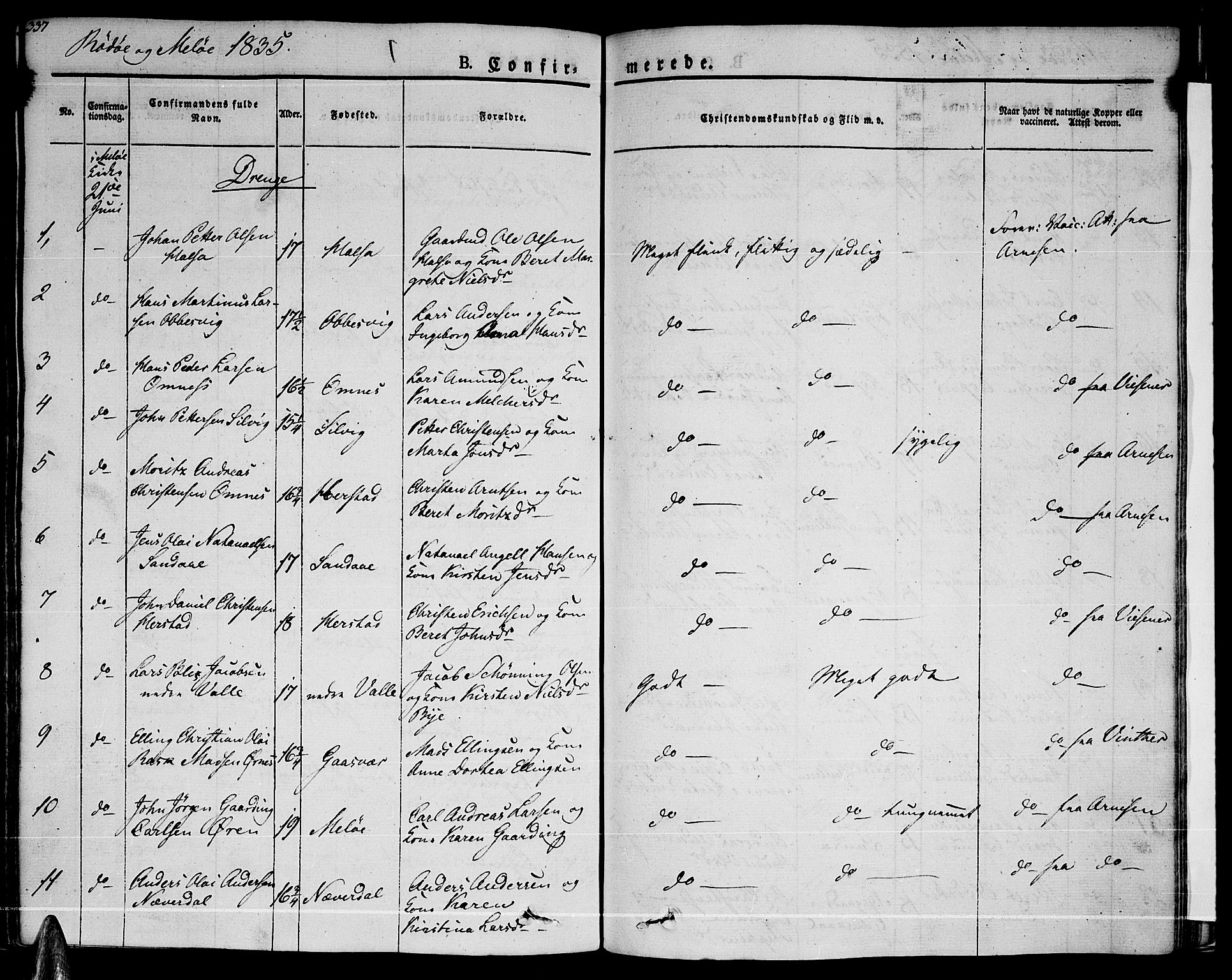 Ministerialprotokoller, klokkerbøker og fødselsregistre - Nordland, SAT/A-1459/841/L0598: Parish register (official) no. 841A06 /1, 1825-1844, p. 337