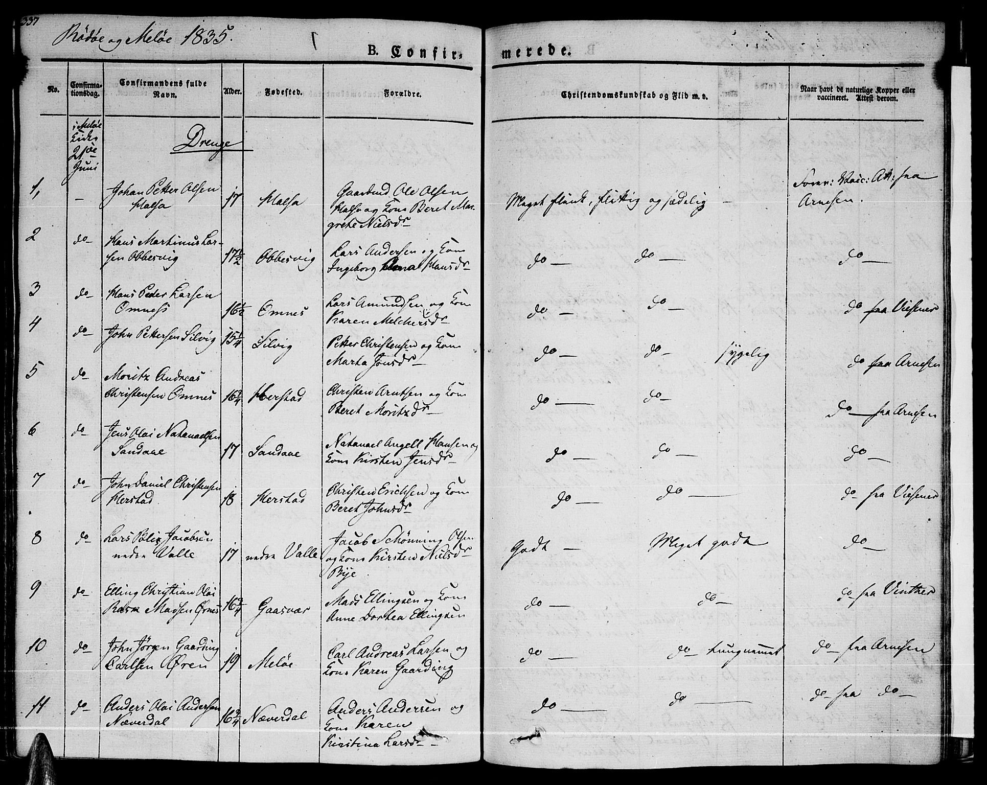 Ministerialprotokoller, klokkerbøker og fødselsregistre - Nordland, AV/SAT-A-1459/841/L0598: Parish register (official) no. 841A06 /1, 1825-1844, p. 337