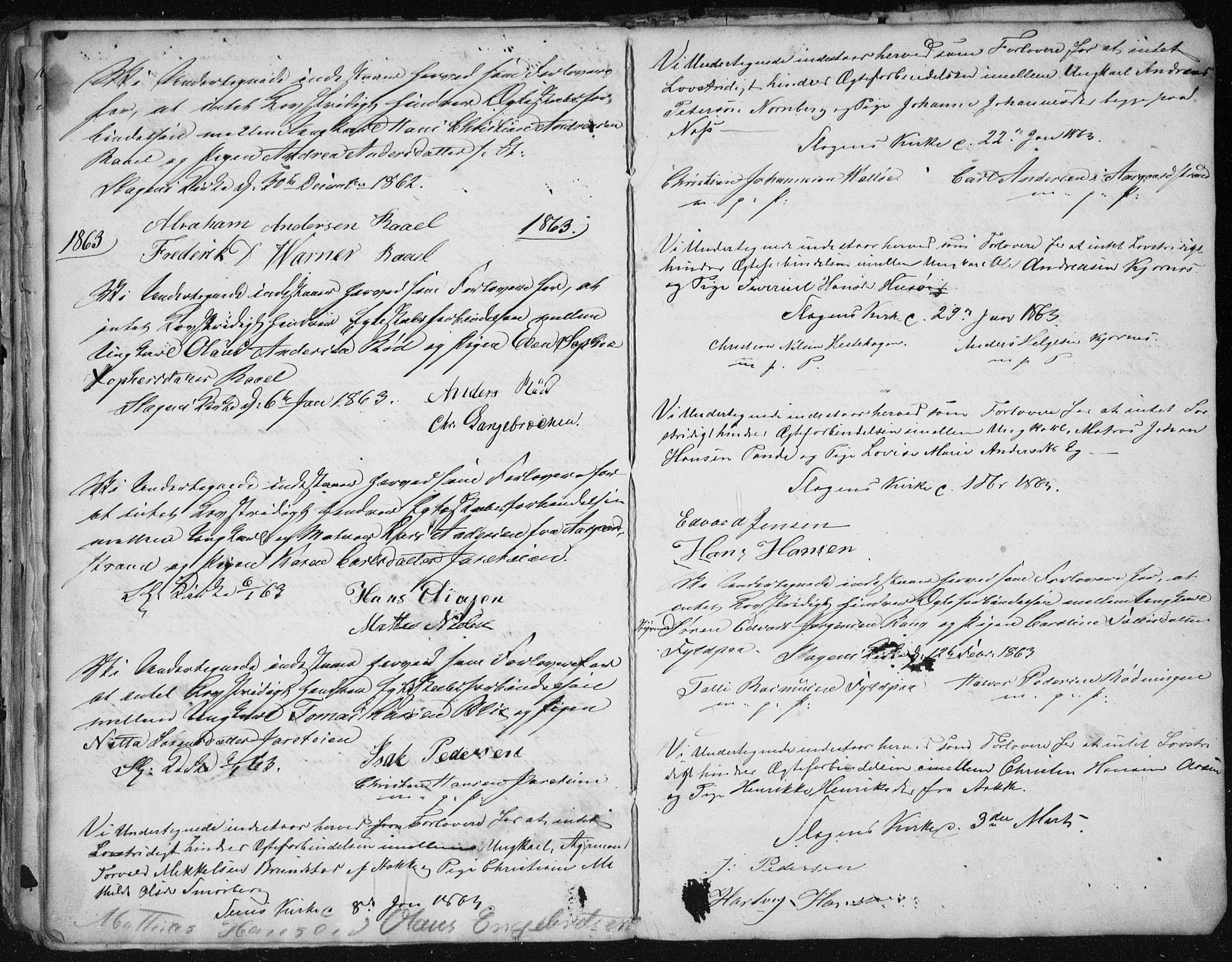 Sem kirkebøker, AV/SAKO-A-5/Y/Ya/L0001: Best man's statements no. 1, 1848-1864