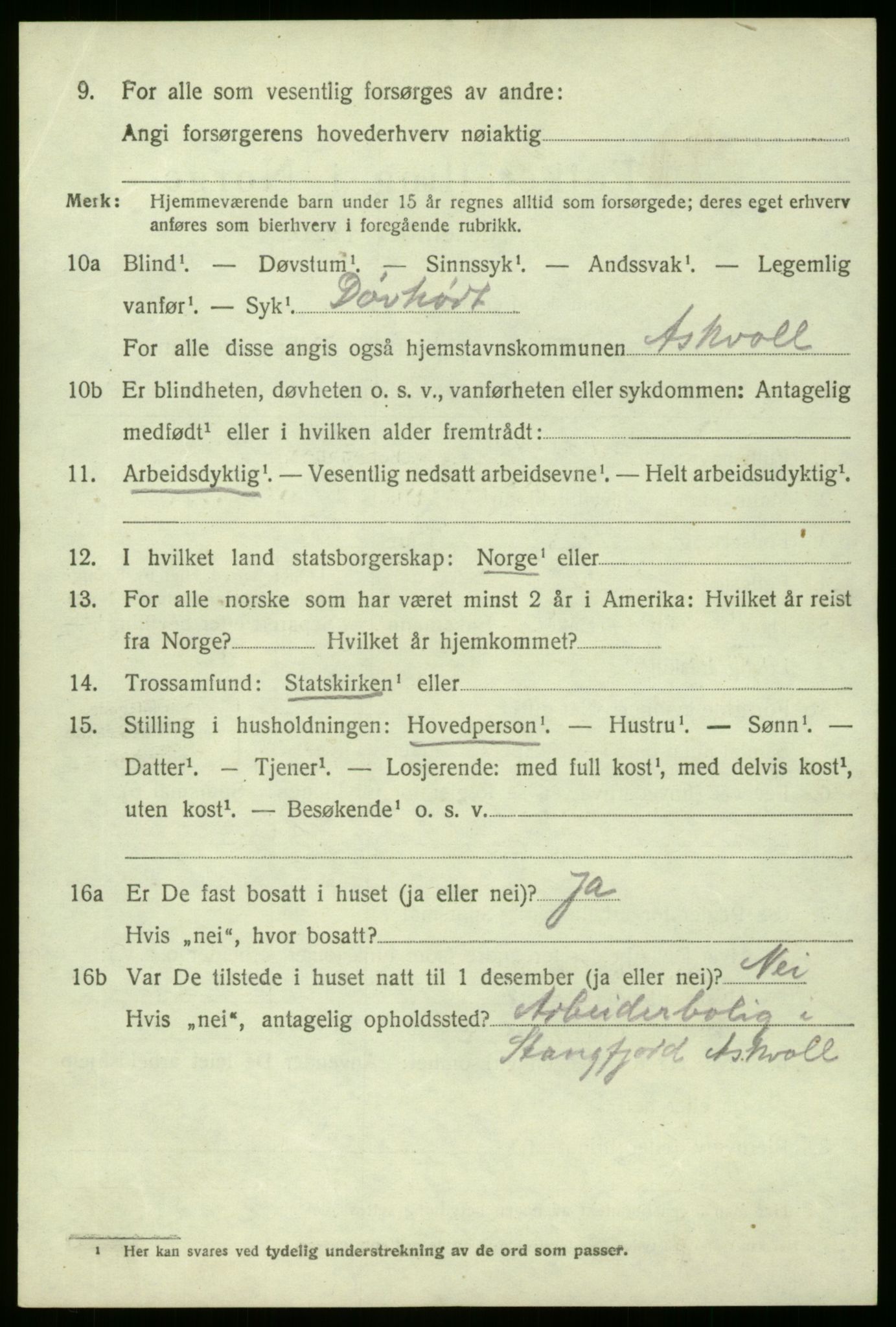 SAB, 1920 census for Askvoll, 1920, p. 1555