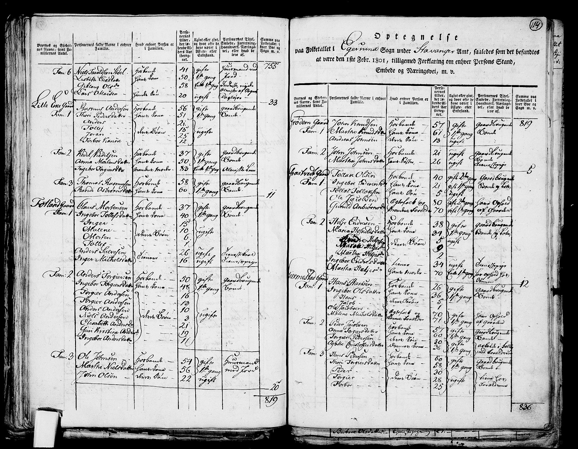 RA, 1801 census for 1116P Eigersund, 1801, p. 113b-114a