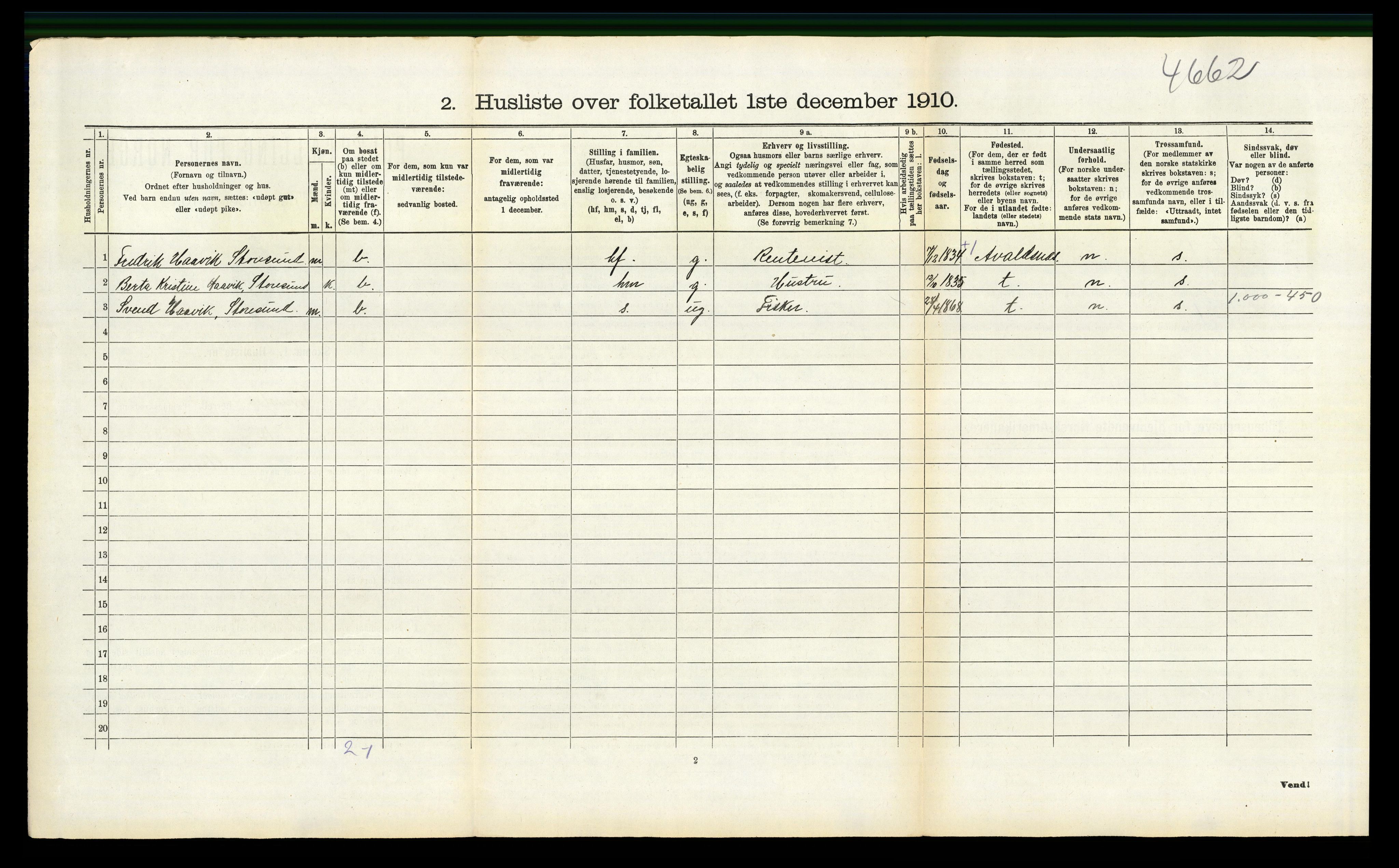 RA, 1910 census for Torvastad, 1910, p. 456