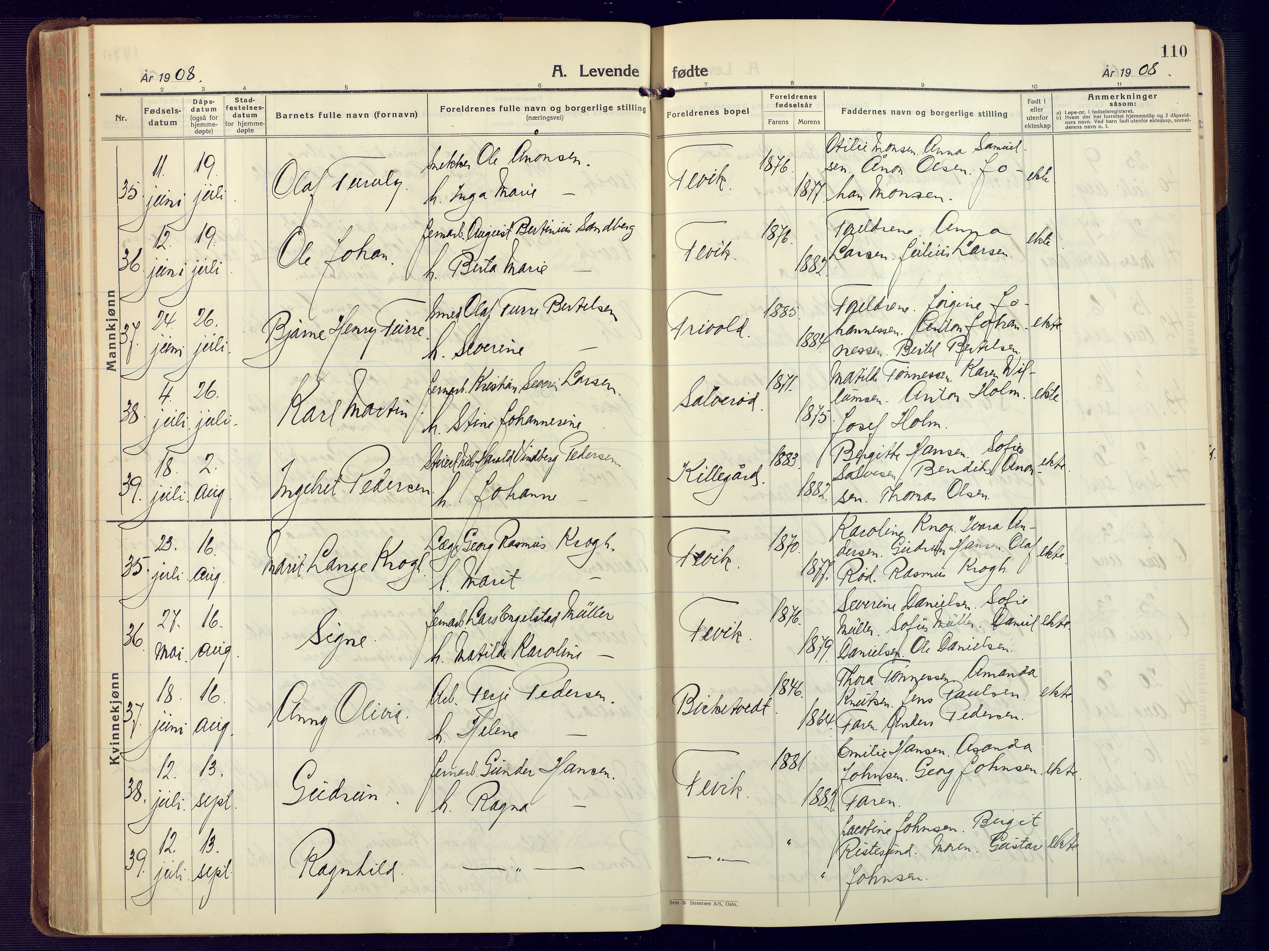 Fjære sokneprestkontor, AV/SAK-1111-0011/F/Fa/L0004: Parish register (official) no. A 4, 1902-1925, p. 110