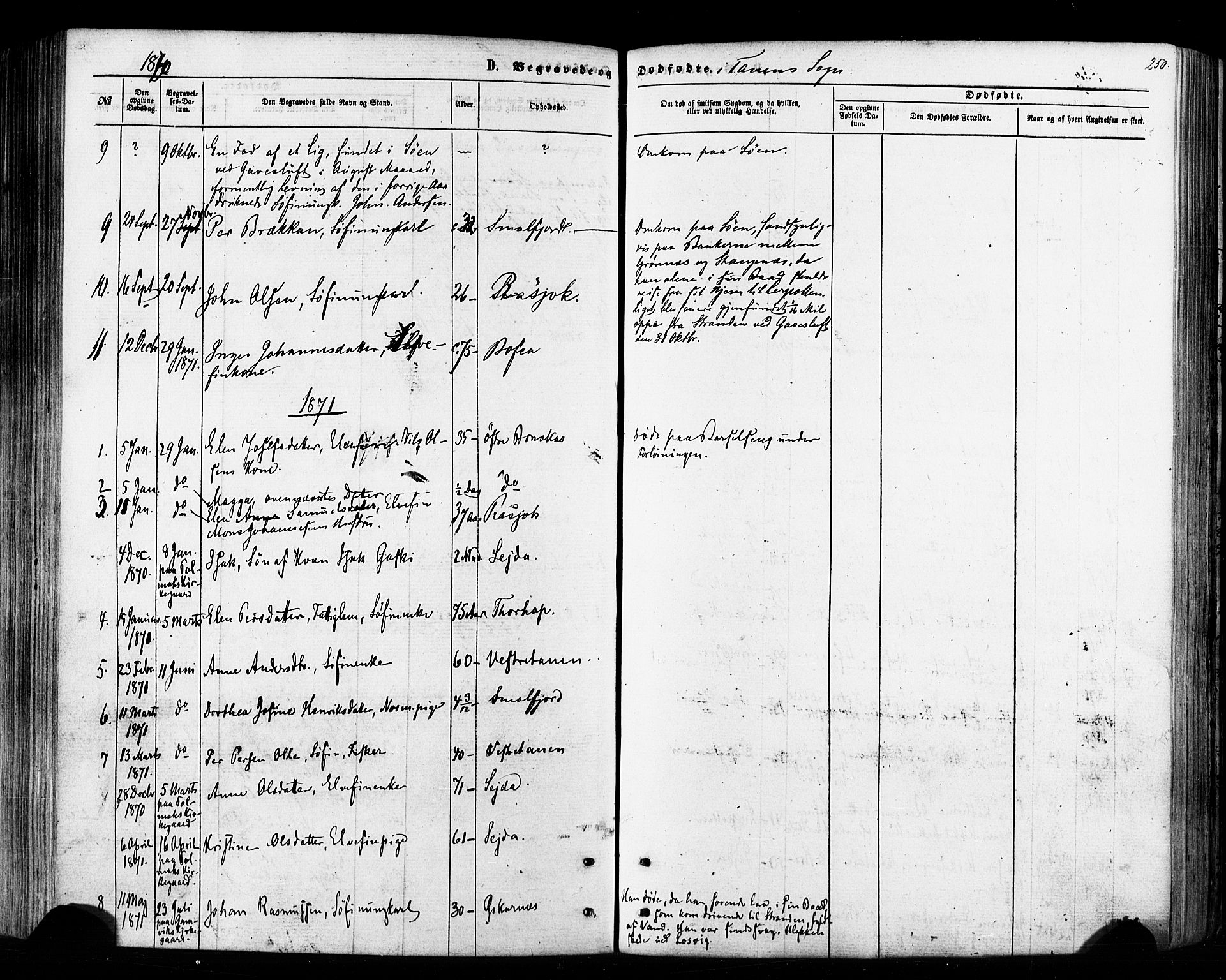 Tana sokneprestkontor, AV/SATØ-S-1334/H/Ha/L0002kirke: Parish register (official) no. 2 /1, 1861-1877, p. 250