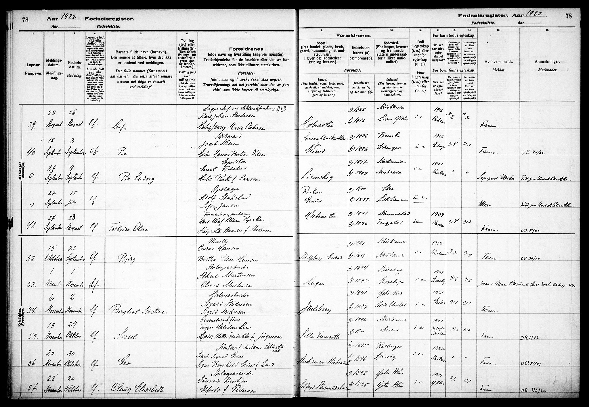 Østre Aker prestekontor Kirkebøker, AV/SAO-A-10840/J/Jb/L0001: Birth register no. II 1, 1916-1932, p. 78