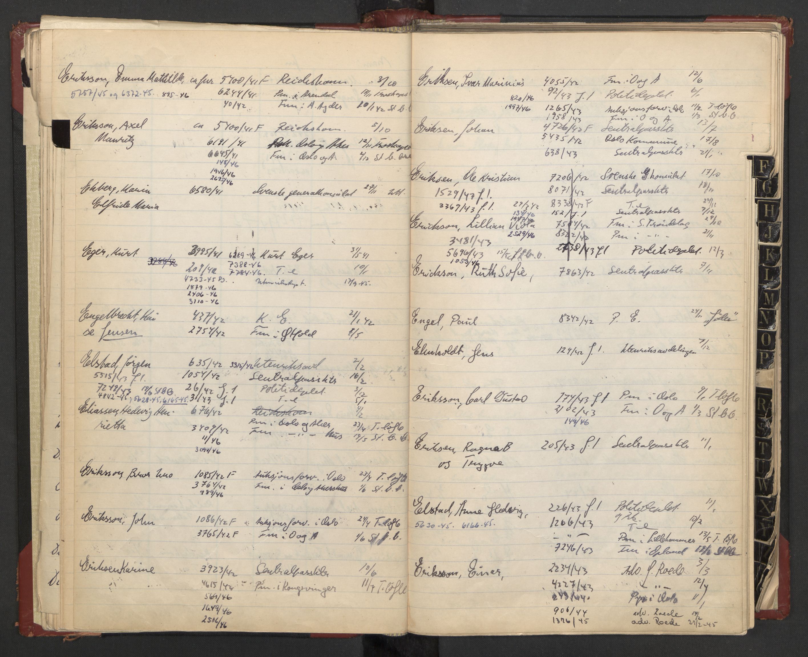 Justisdepartementet, 3. politikontor P3, AV/RA-S-1051/C/Cc/L0002: Journalregister over statsborgersaker, 1940-1946, p. 23