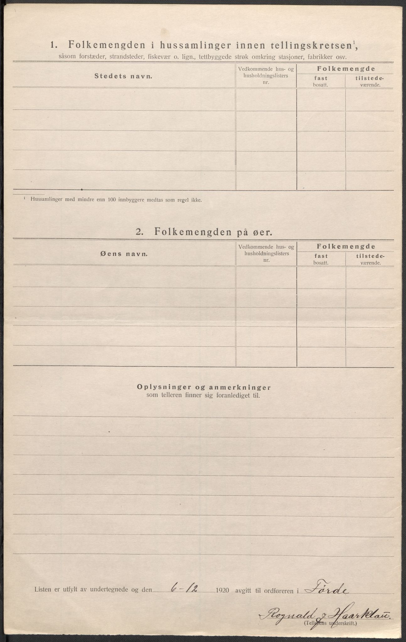 SAB, 1920 census for Førde, 1920, p. 10