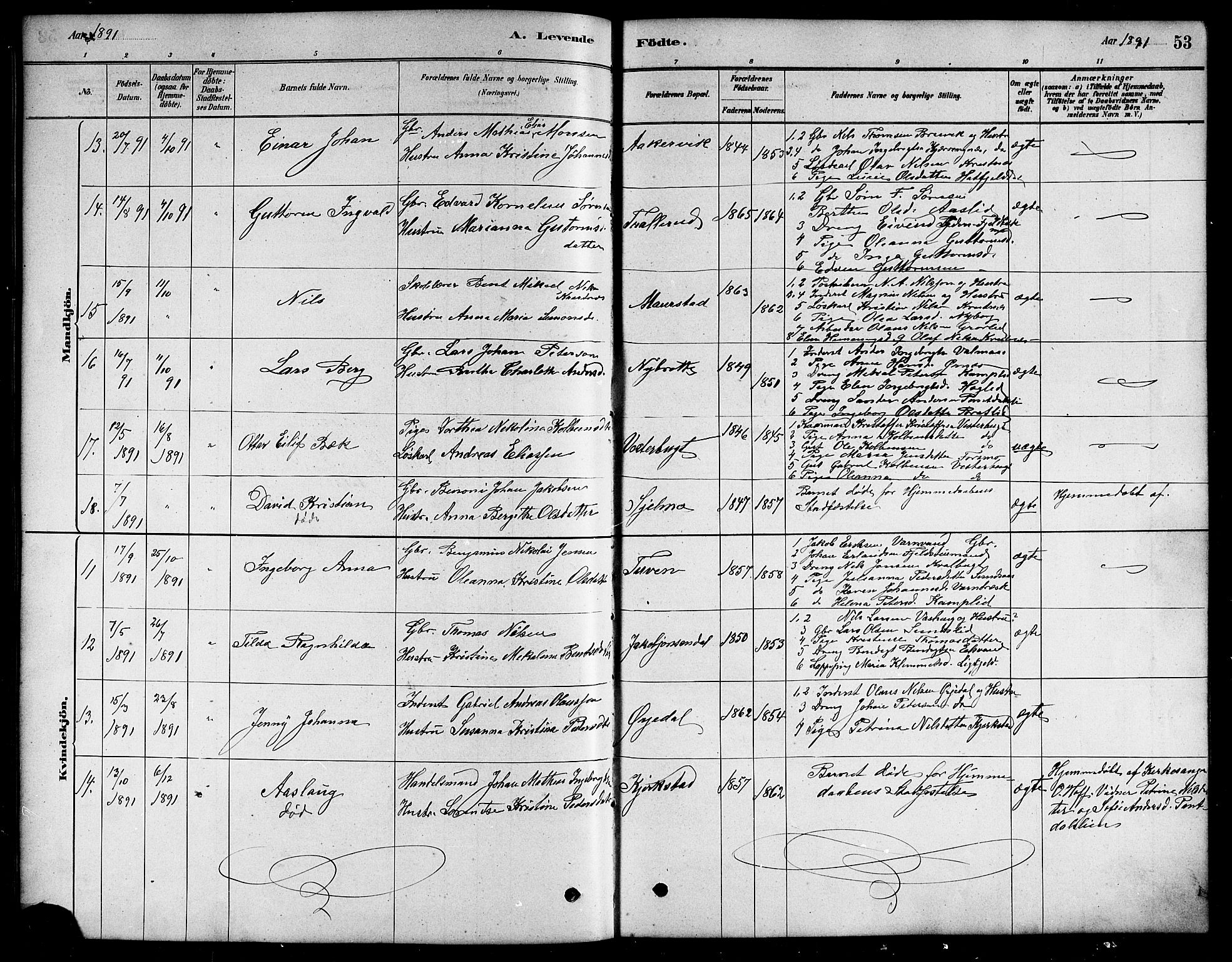 Ministerialprotokoller, klokkerbøker og fødselsregistre - Nordland, SAT/A-1459/823/L0330: Parish register (copy) no. 823C02, 1879-1916, p. 53