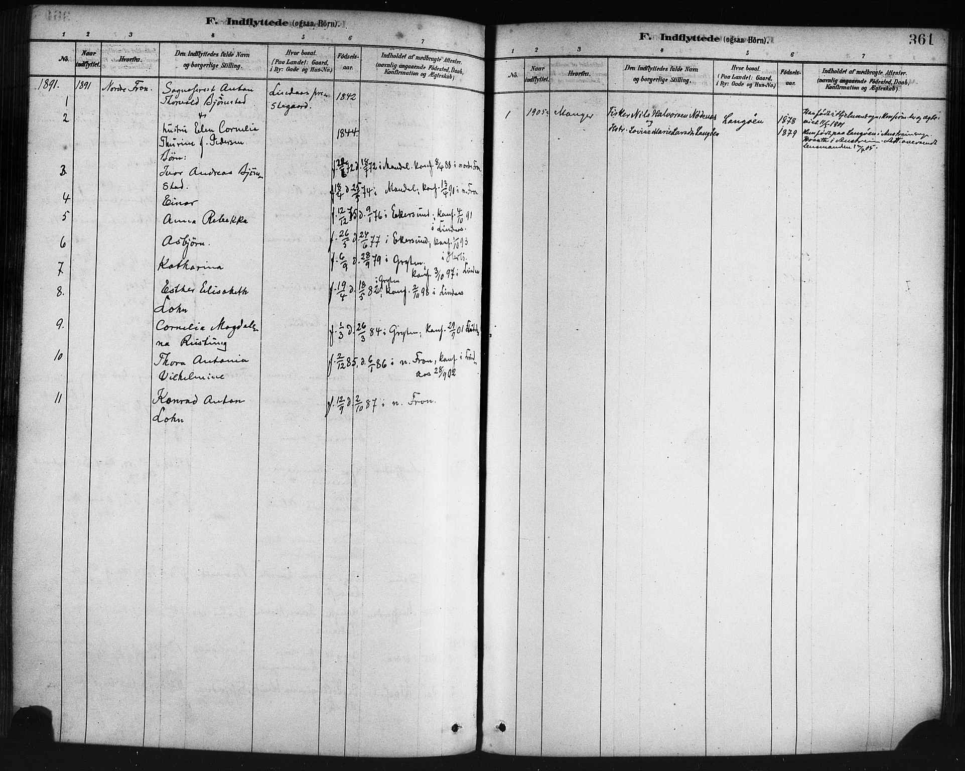 Lindås Sokneprestembete, AV/SAB-A-76701/H/Haa/Haaa/L0019: Parish register (official) no. A 19, 1878-1912, p. 361