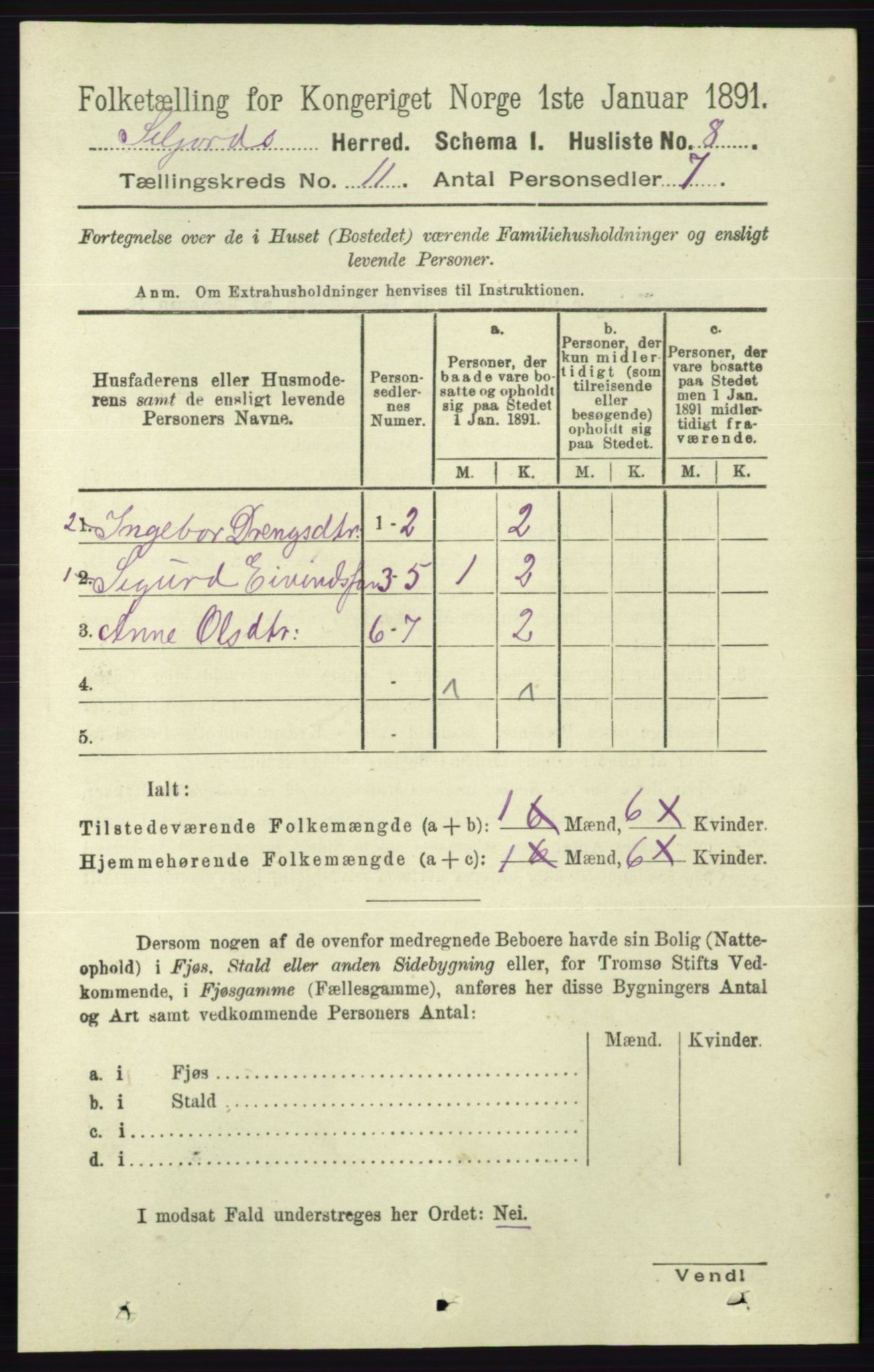 RA, 1891 census for 0828 Seljord, 1891, p. 3770