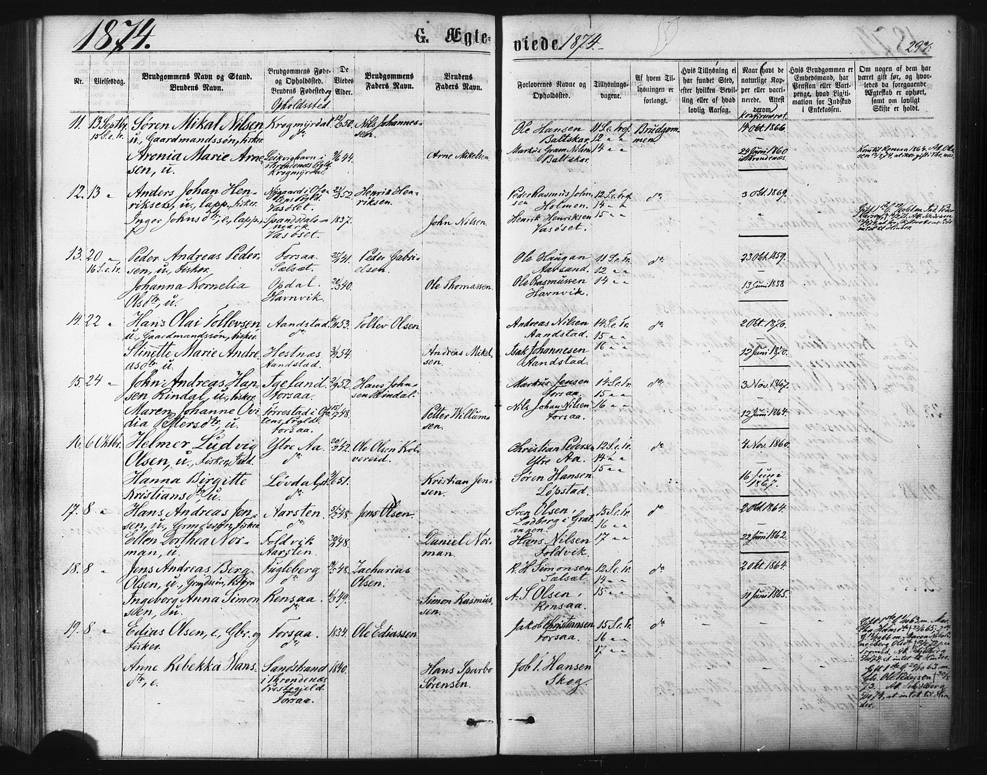 Ibestad sokneprestembete, SATØ/S-0077/H/Ha/Haa/L0010kirke: Parish register (official) no. 10, 1869-1879, p. 297