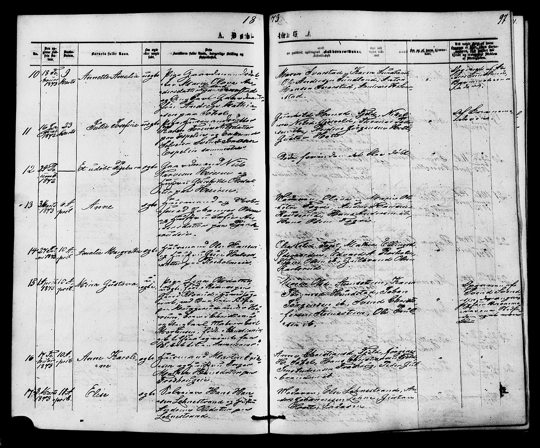 Hole kirkebøker, SAKO/A-228/F/Fa/L0007: Parish register (official) no. I 7, 1873-1877, p. 97