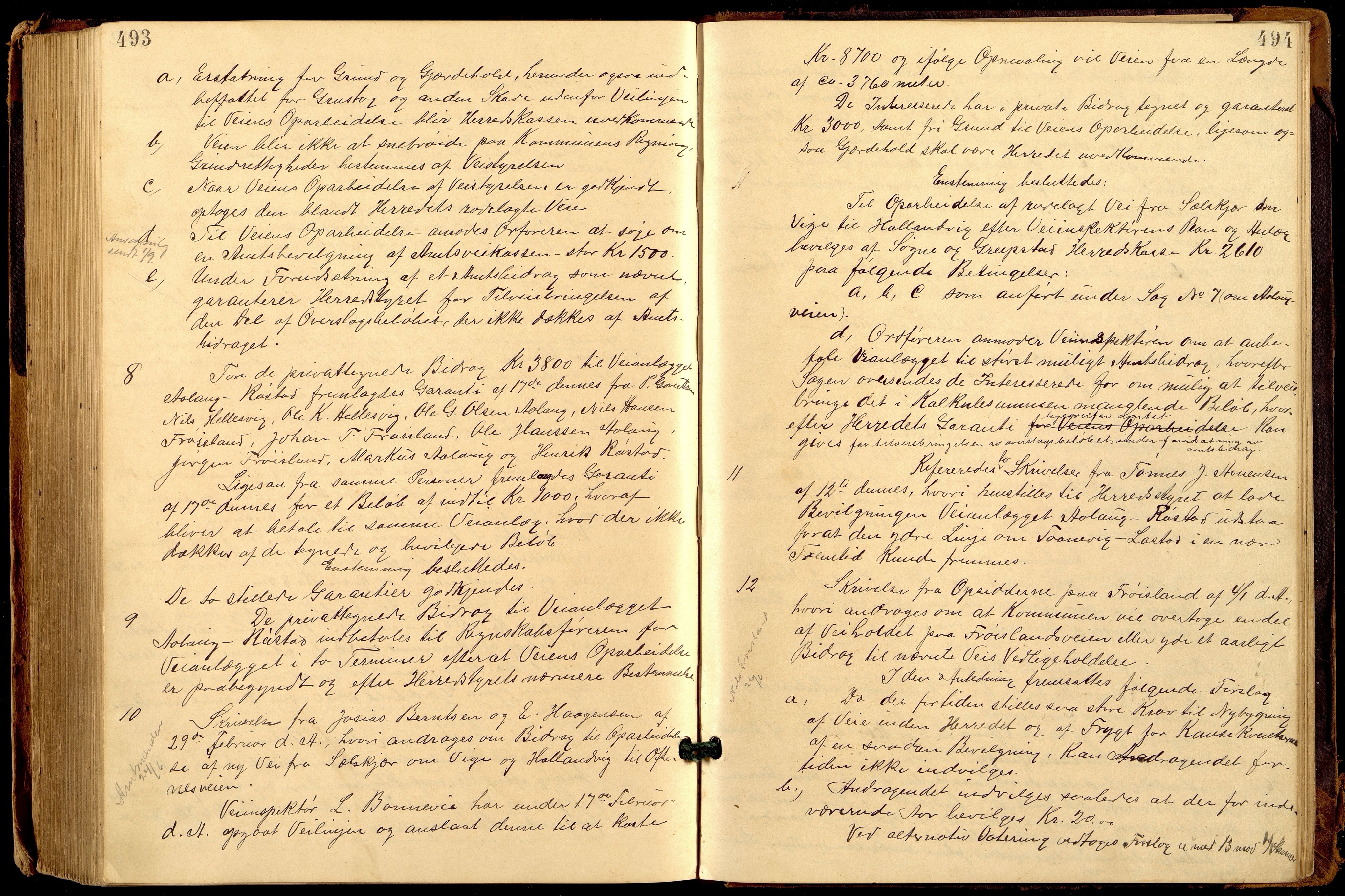 Søgne og Greipstad kommune - Formannskapet, ARKSOR/1018SG120/A/L0006: Møtebok (d), 1901-1909, p. 493-494