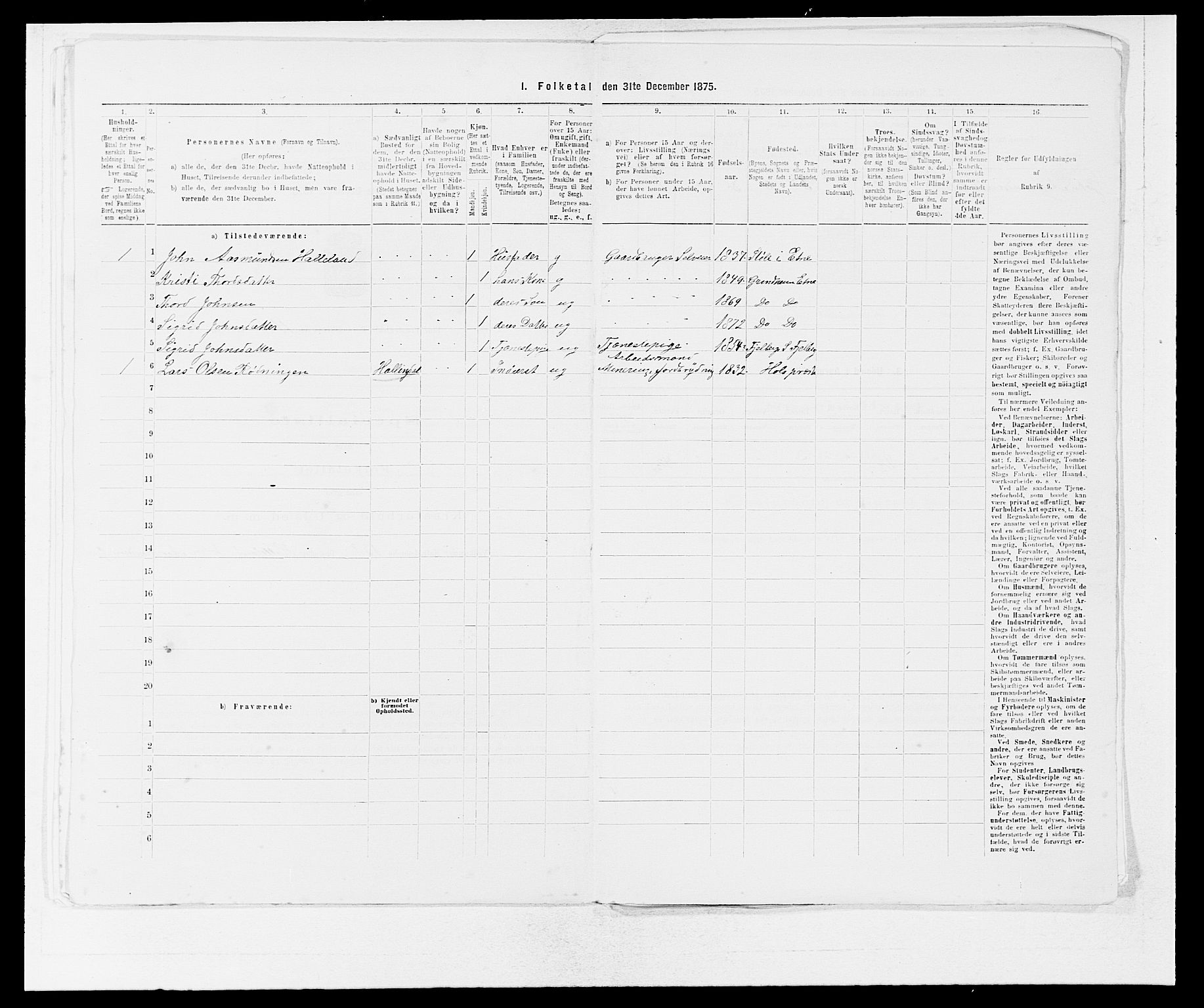 SAB, 1875 census for 1211P Etne, 1875, p. 752