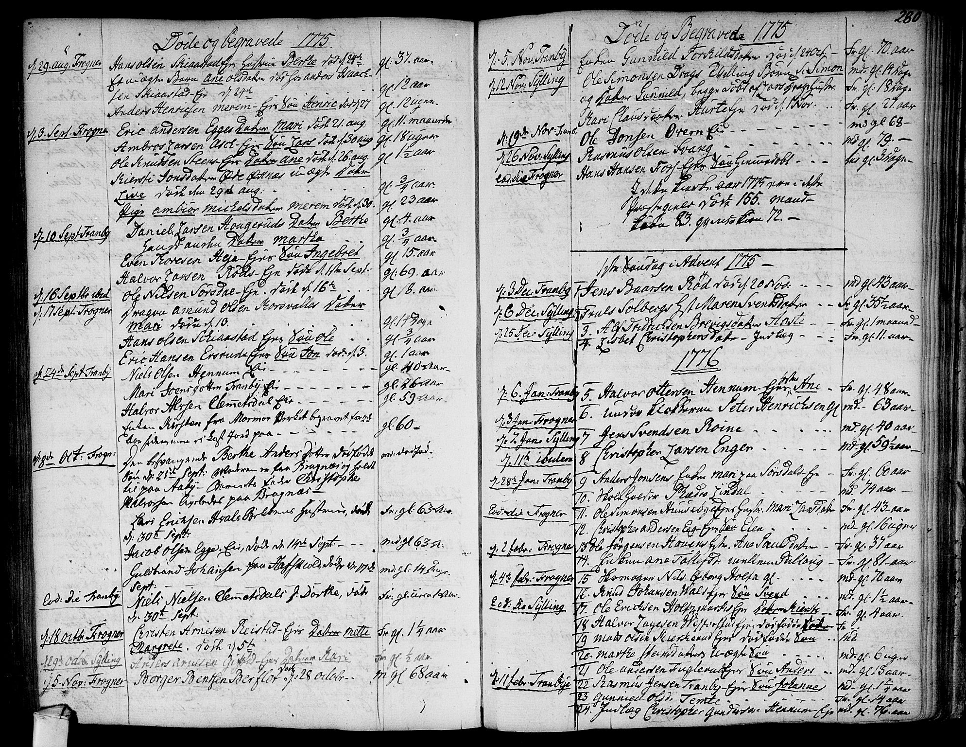 Lier kirkebøker, SAKO/A-230/F/Fa/L0006: Parish register (official) no. I 6, 1777-1794, p. 279-280