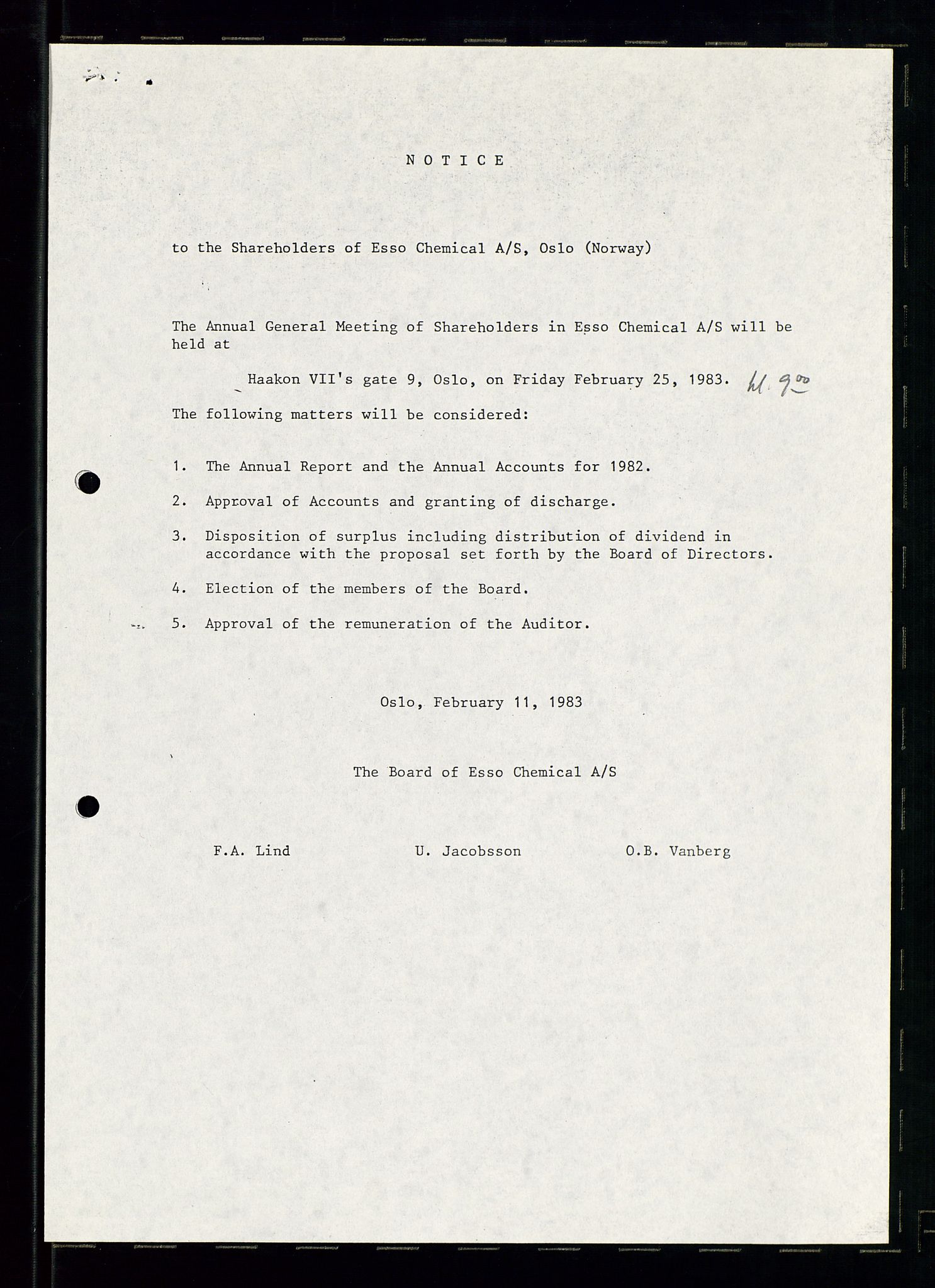 PA 1538 - Exxon Chemical Norge A/S, SAST/A-101958/A/Aa/L0001/0004: Generalforsamlinger og styreprotokoller / Board meetings (styremøter), Generalforsamlinger, Shareholder meetings (aksjonærmøter), 1983-1984