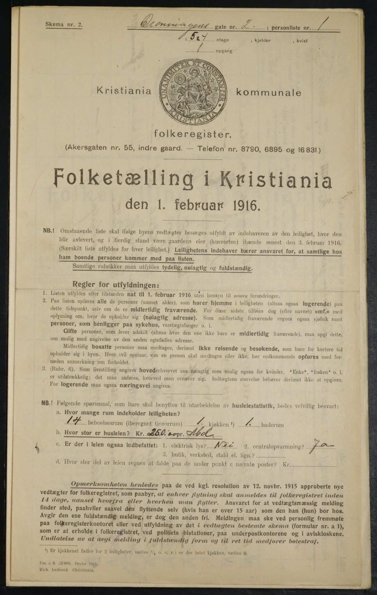 OBA, Municipal Census 1916 for Kristiania, 1916, p. 17293