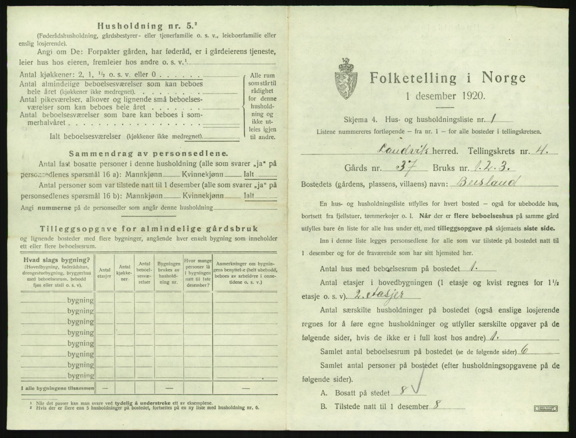 SAK, 1920 census for Landvik, 1920, p. 682