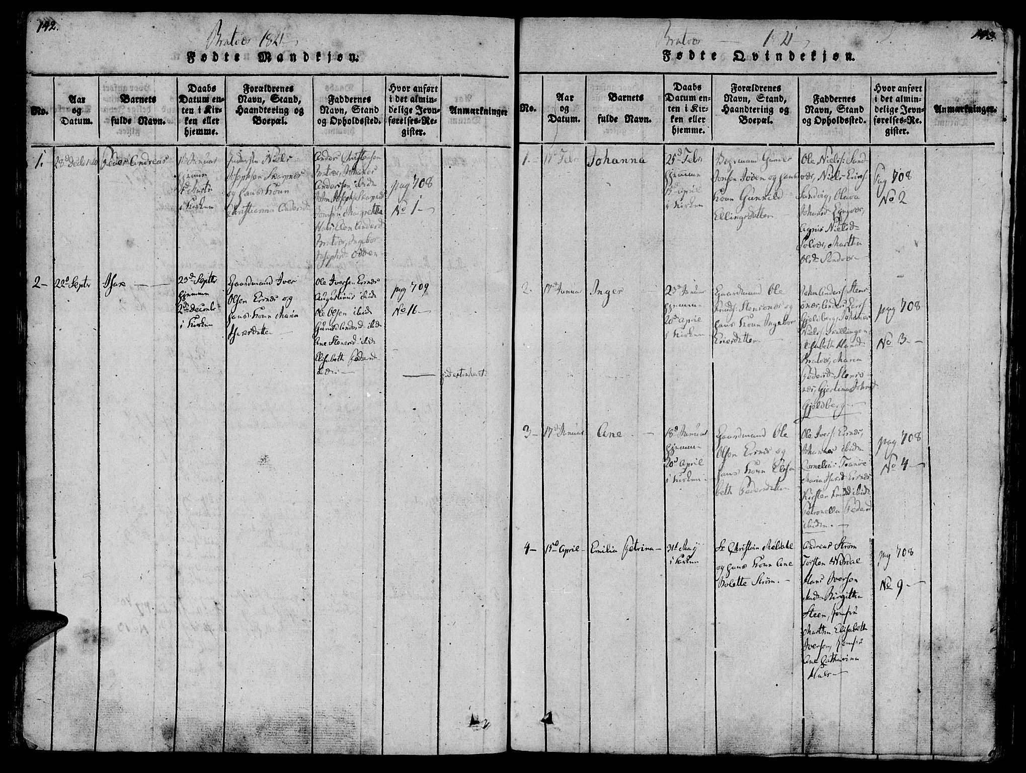 Ministerialprotokoller, klokkerbøker og fødselsregistre - Møre og Romsdal, AV/SAT-A-1454/581/L0934: Parish register (official) no. 581A03 /2, 1819-1827, p. 142-143