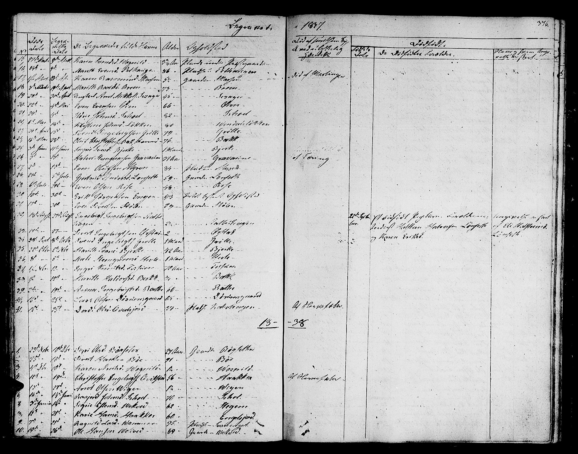 Ministerialprotokoller, klokkerbøker og fødselsregistre - Sør-Trøndelag, SAT/A-1456/678/L0897: Parish register (official) no. 678A06-07, 1821-1847, p. 376