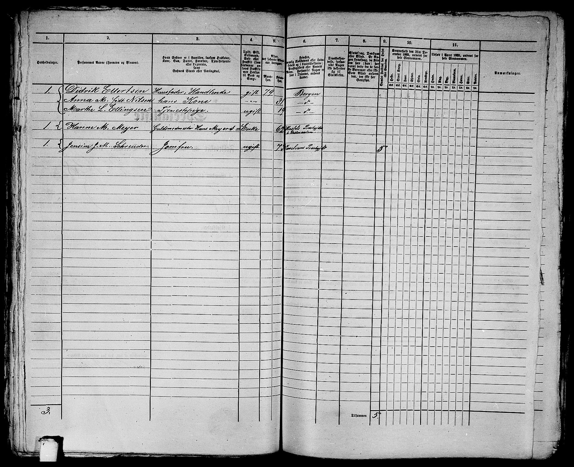 RA, 1865 census for Bergen, 1865, p. 2765