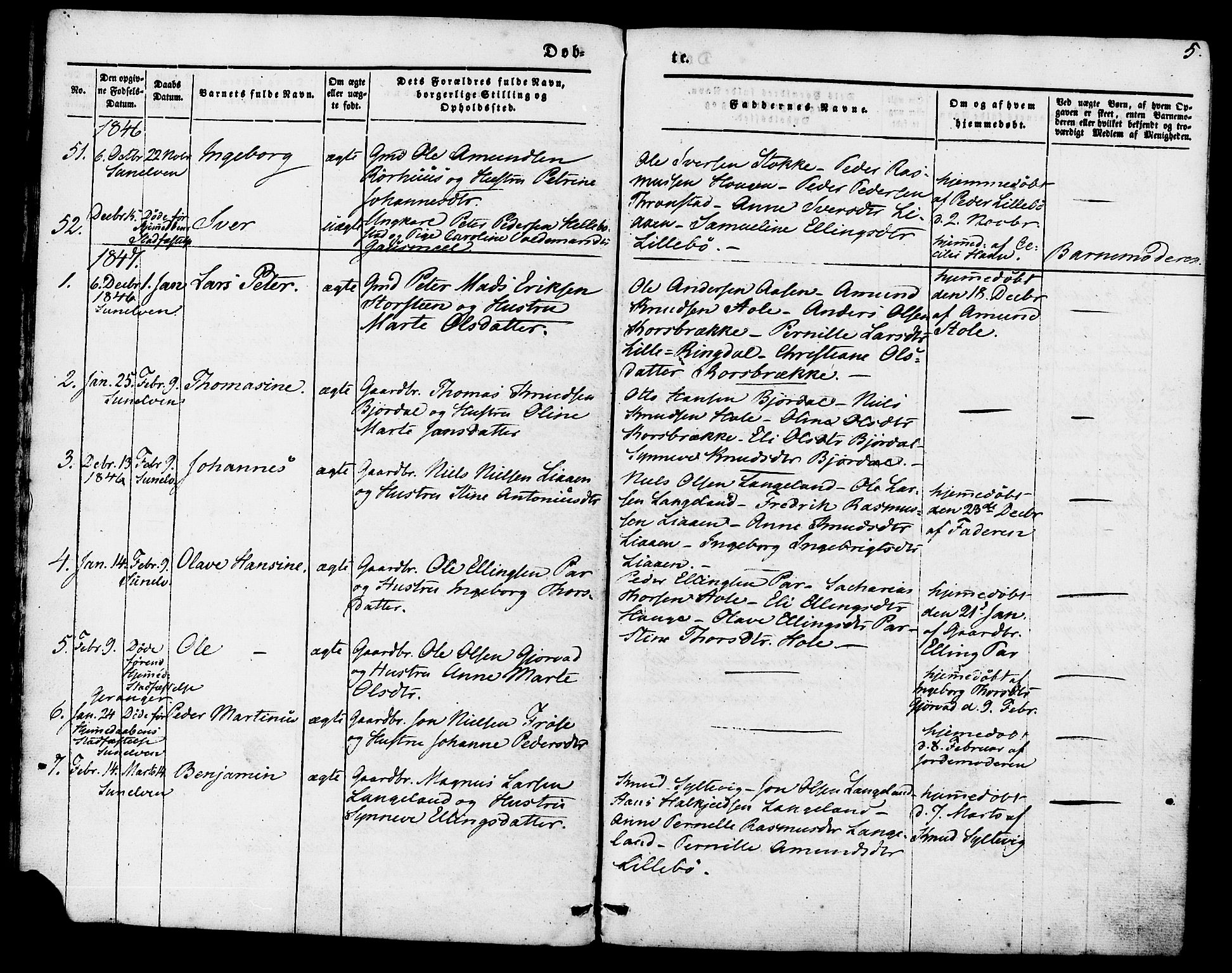 Ministerialprotokoller, klokkerbøker og fødselsregistre - Møre og Romsdal, SAT/A-1454/517/L0222: Parish register (official) no. 517A02, 1846-1862, p. 5