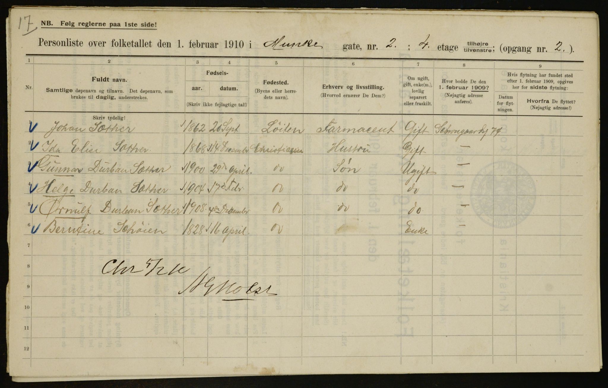 OBA, Municipal Census 1910 for Kristiania, 1910, p. 65623