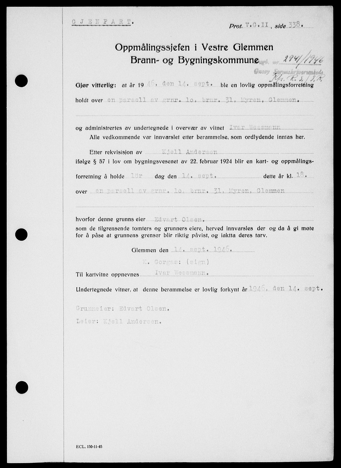 Onsøy sorenskriveri, SAO/A-10474/G/Ga/Gab/L0018: Mortgage book no. II A-18, 1946-1947, Diary no: : 2941/1946