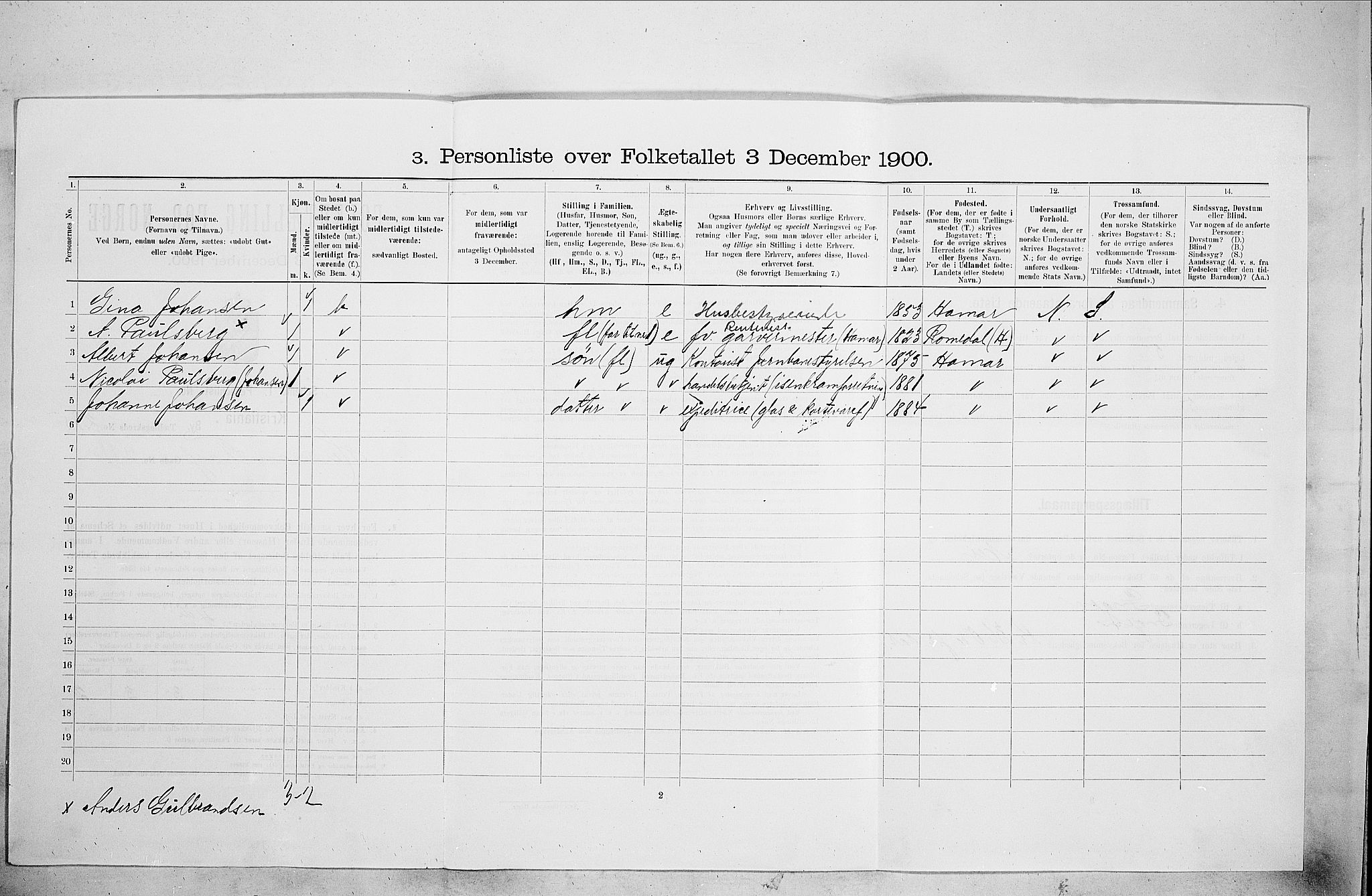 SAO, 1900 census for Kristiania, 1900, p. 36783