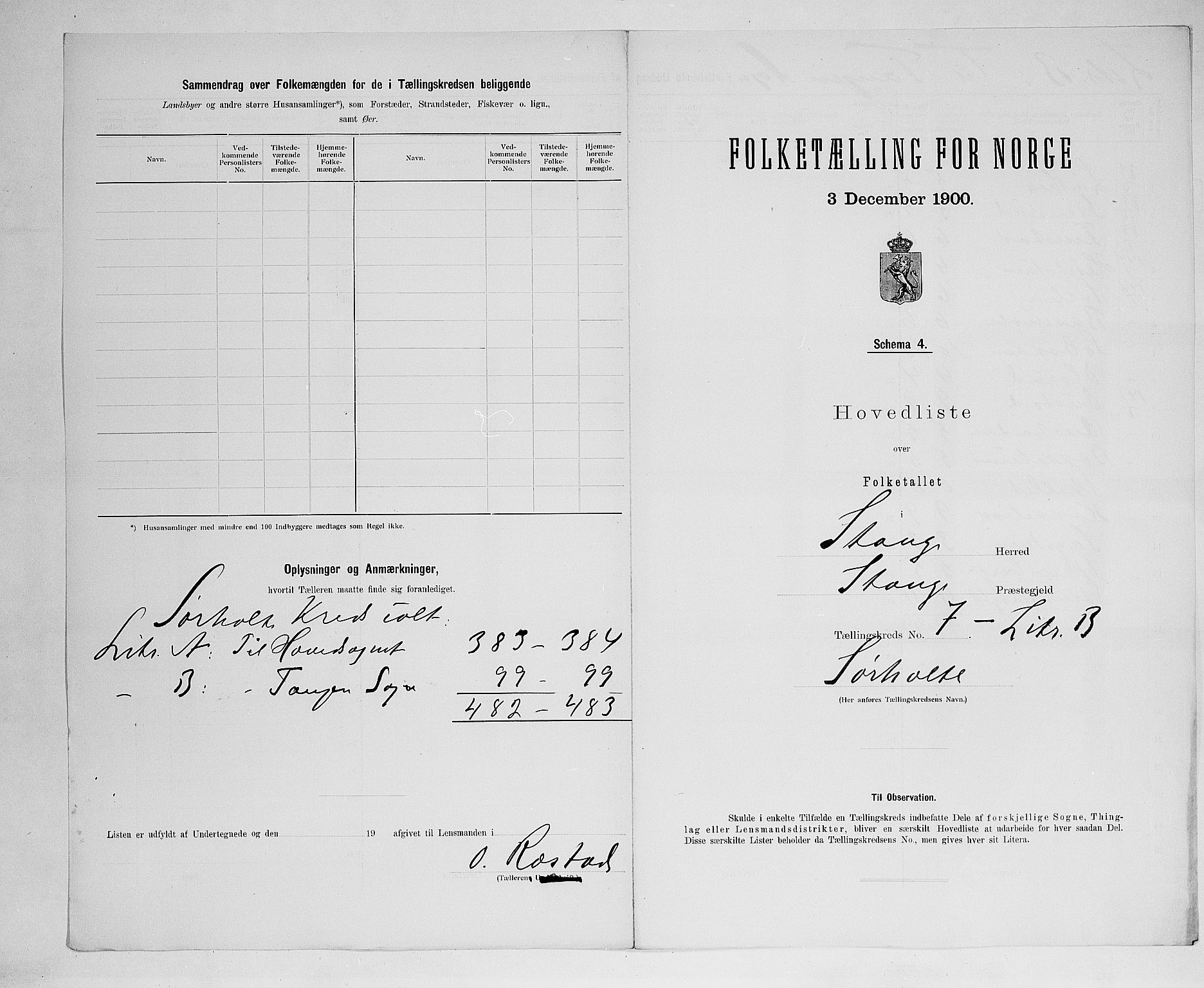 SAH, 1900 census for Stange, 1900, p. 43