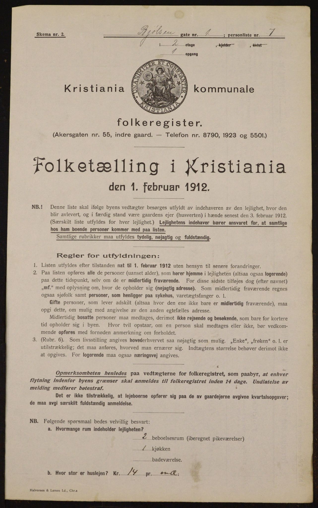 OBA, Municipal Census 1912 for Kristiania, 1912, p. 6296