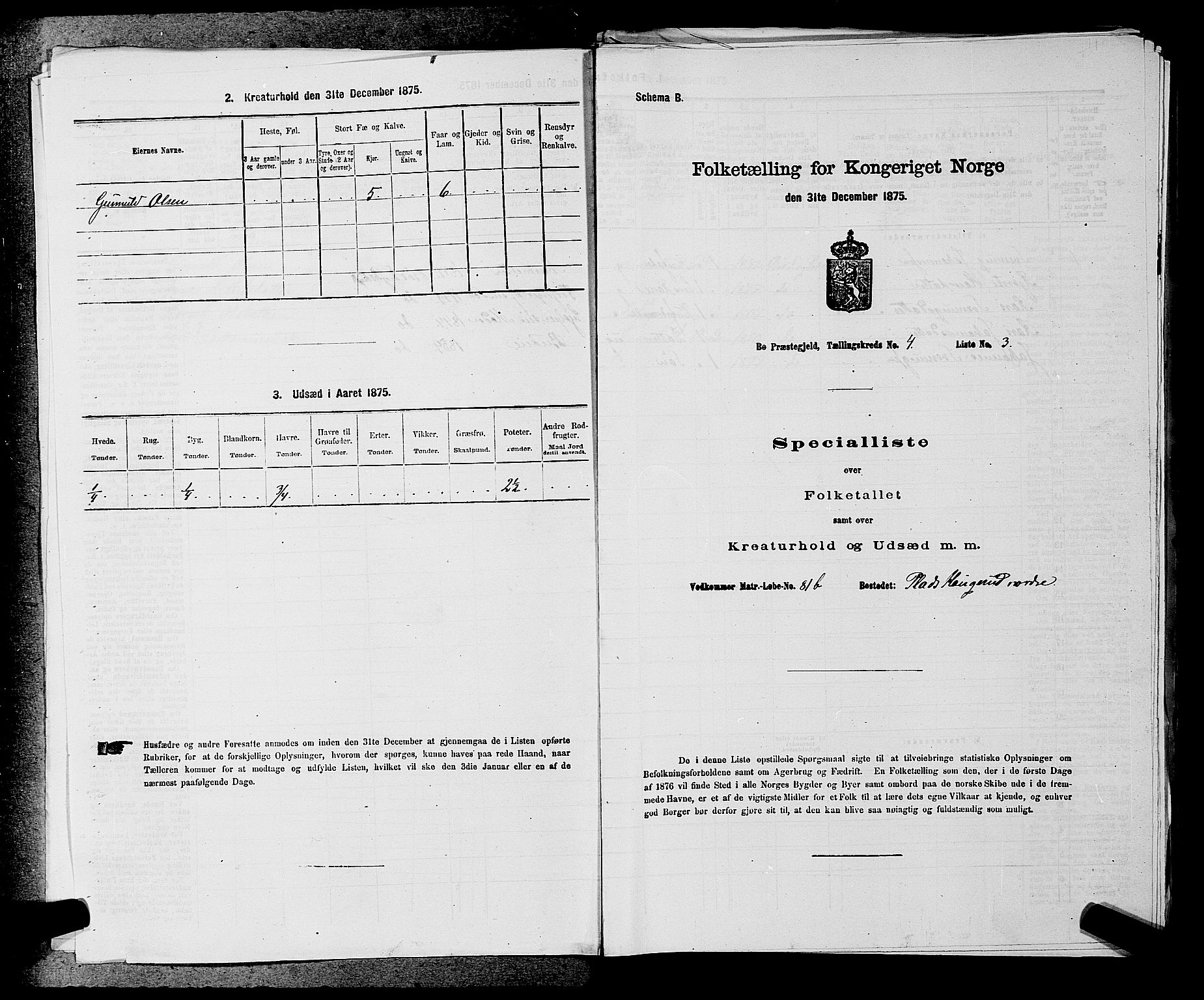 SAKO, 1875 census for 0821P Bø, 1875, p. 431