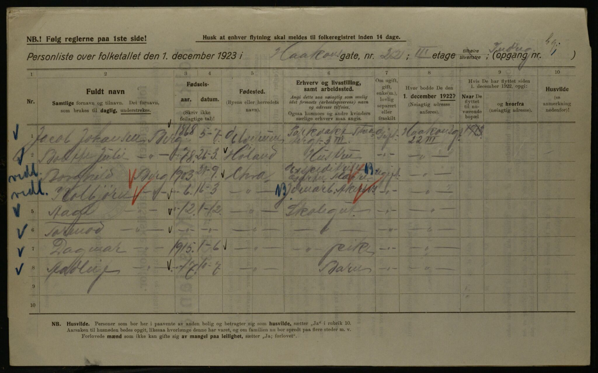 OBA, Municipal Census 1923 for Kristiania, 1923, p. 48023