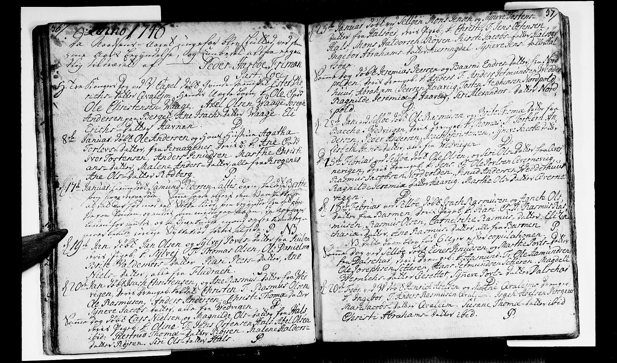 Selje sokneprestembete, AV/SAB-A-99938/H/Ha/Haa/Haaa: Parish register (official) no. A 4, 1743-1759, p. 36-37