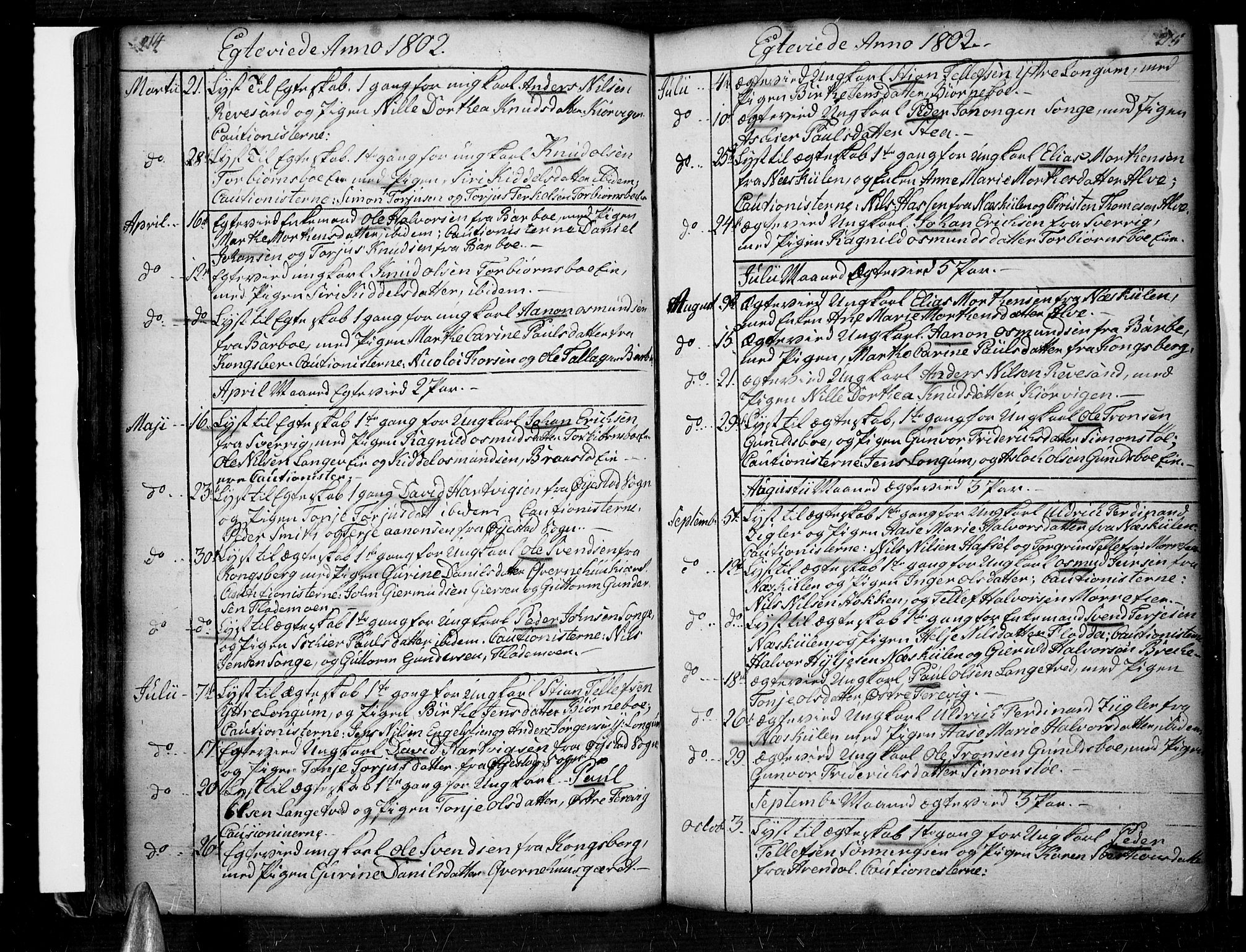 Tromøy sokneprestkontor, AV/SAK-1111-0041/F/Fa/L0002: Parish register (official) no. A 2, 1773-1808, p. 214-215