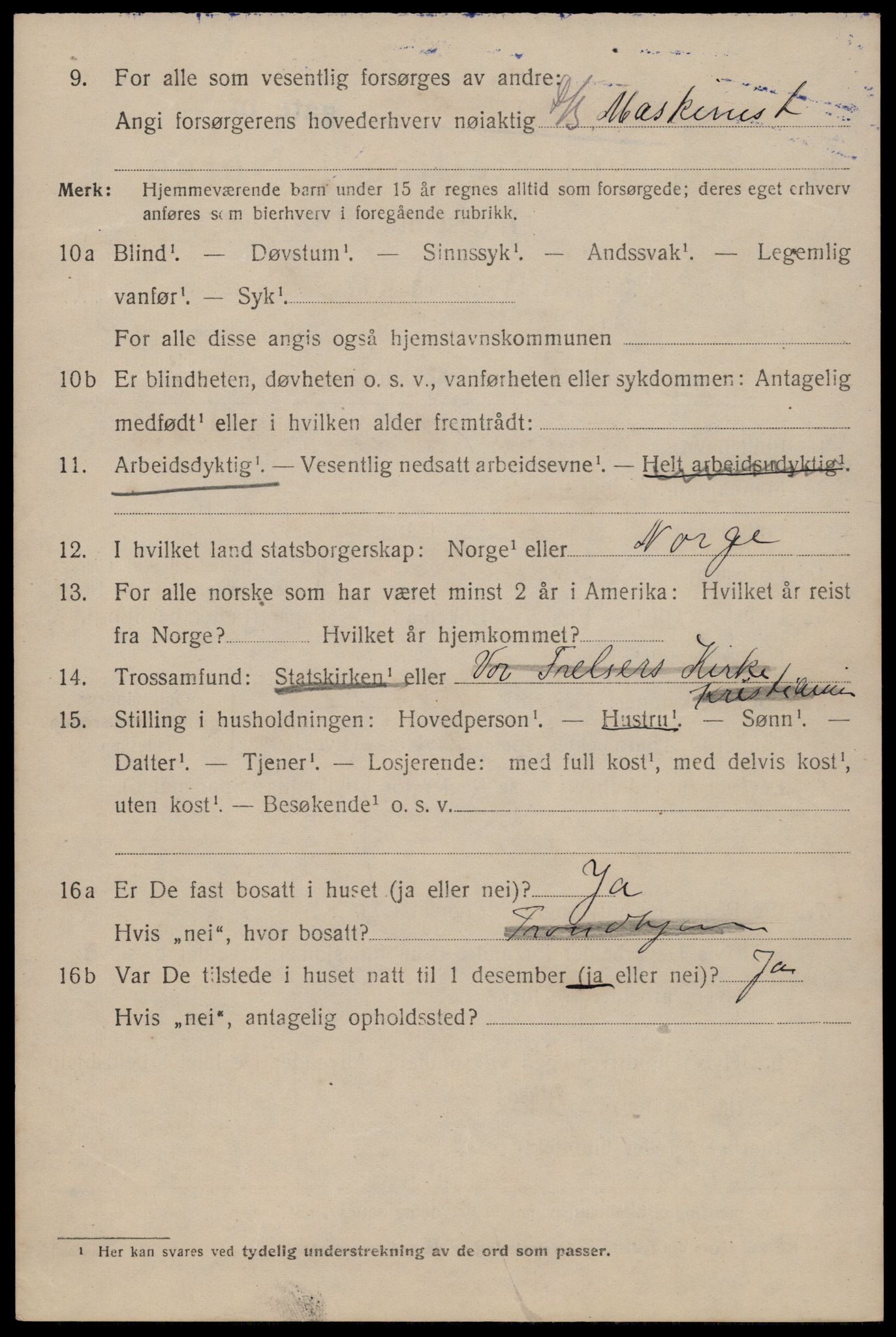 SAT, 1920 census for Trondheim, 1920, p. 84583