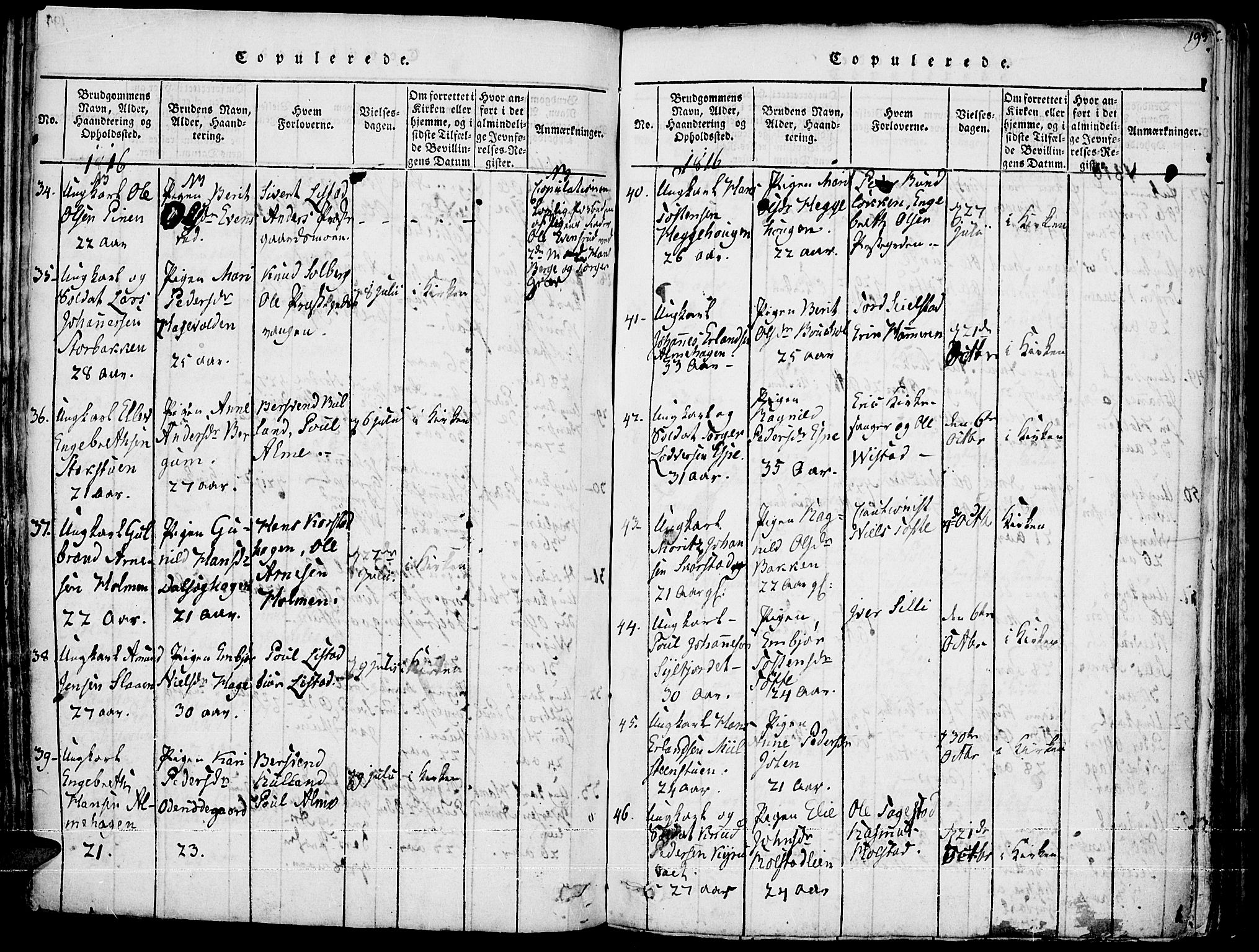 Fron prestekontor, SAH/PREST-078/H/Ha/Haa/L0002: Parish register (official) no. 2, 1816-1827, p. 195